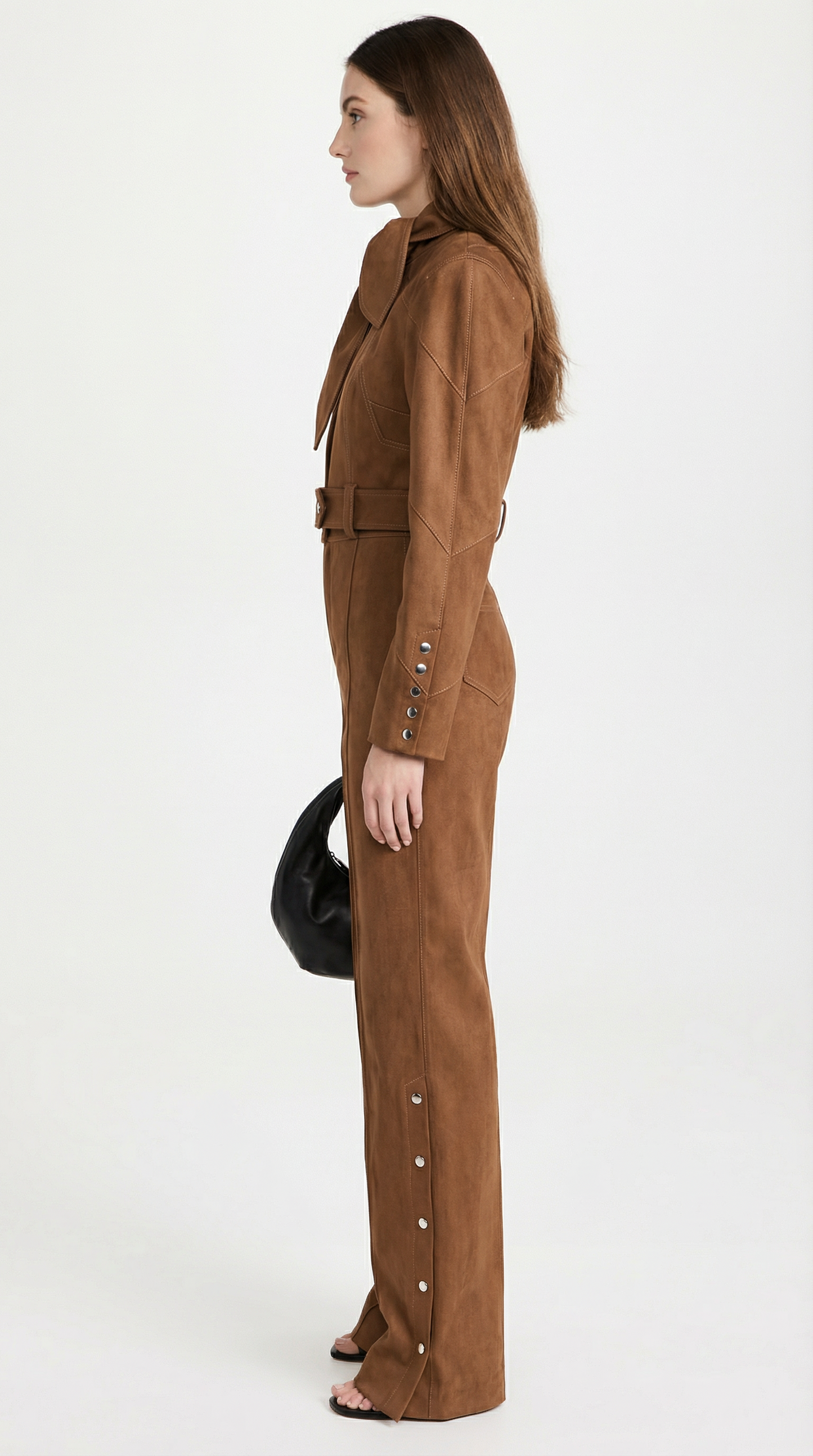 Cropped Jacket and High-Waist Elongated Trousers Set - Stylish and Modern Ensemble