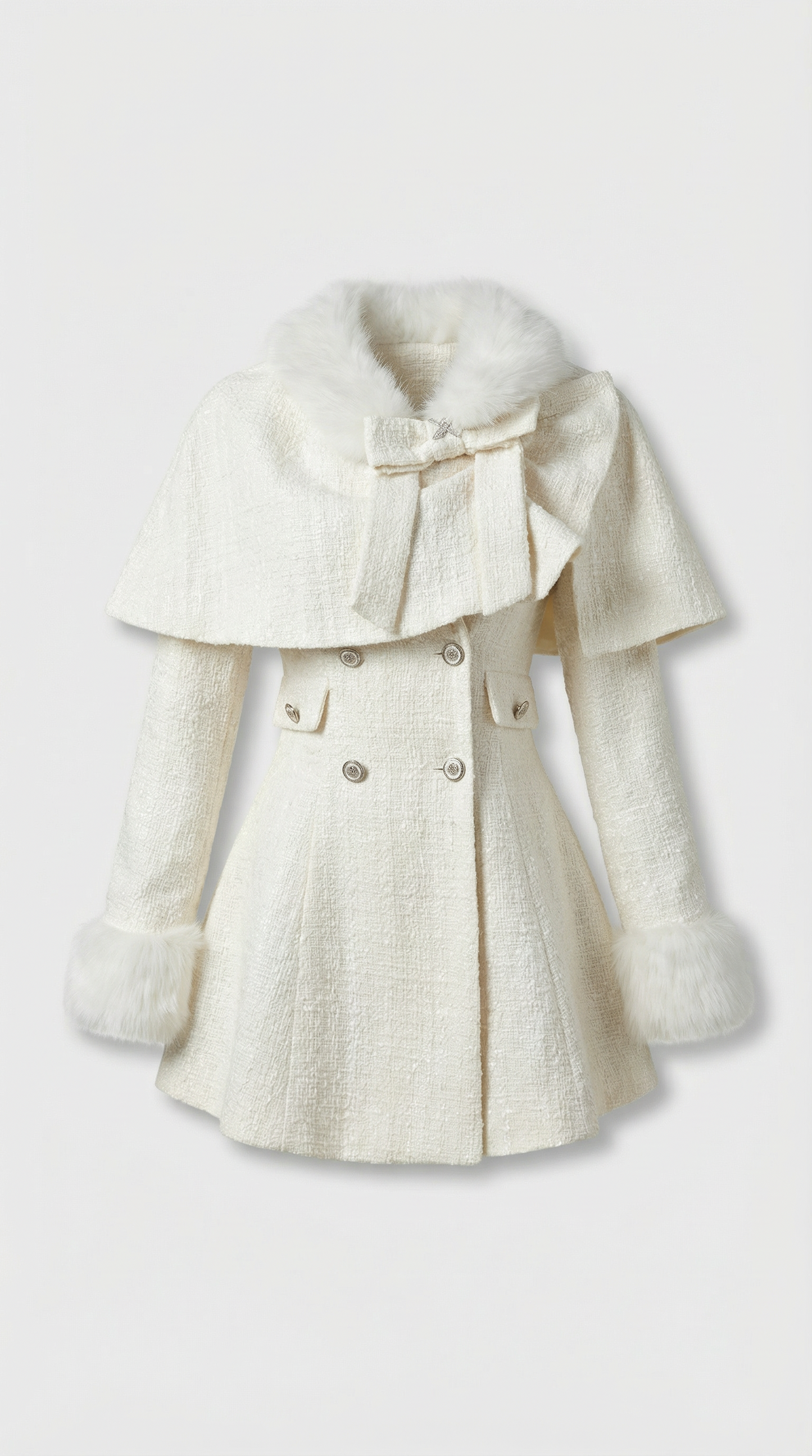 Chic Umber Two-Piece Coat with Elegant Bow Collar