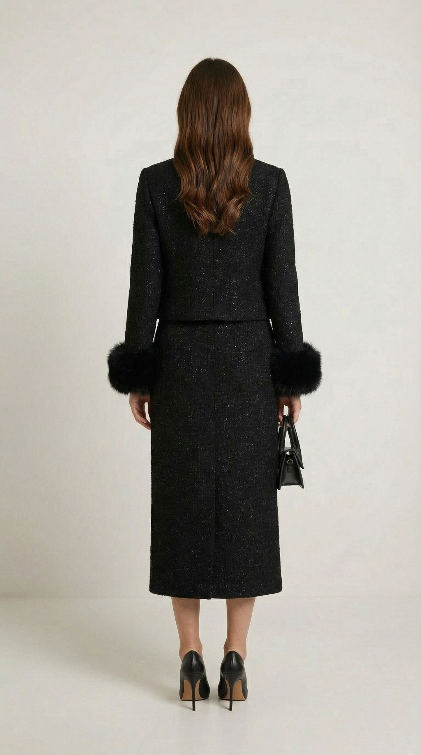 Chic Black Jacket and Half Skirt Ensemble
