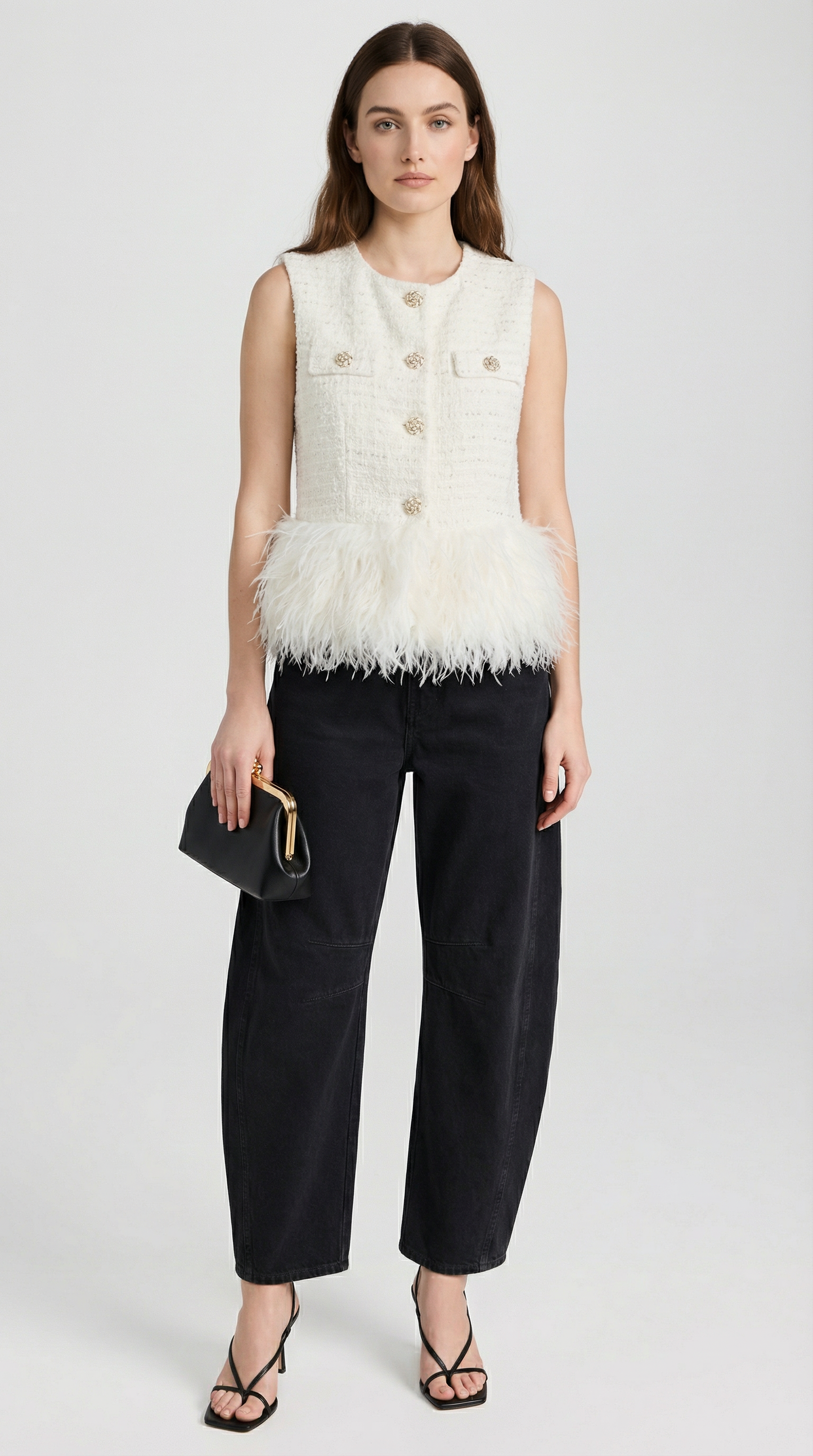 White Warm Round Neck Vest Coat - Stylish and Cozy Outerwear