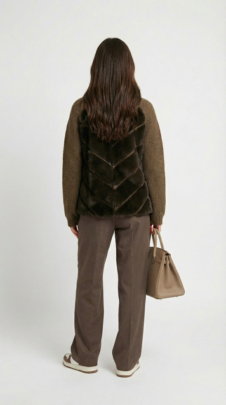 Vegan Fur Patchwork Jacket in Brumal Design