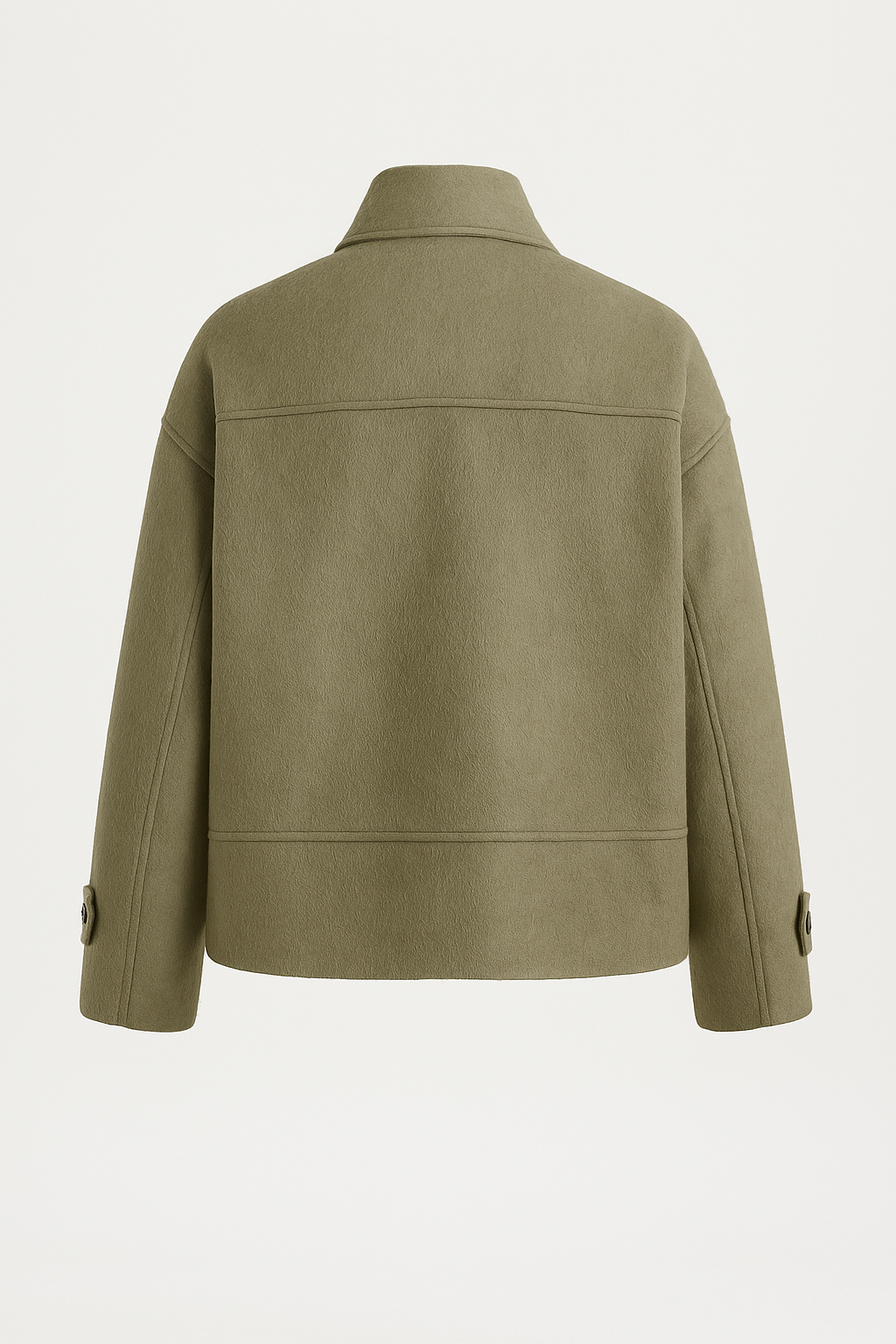 Natural Wool Jacket with Scarf Collar and Sculpted V-Neck