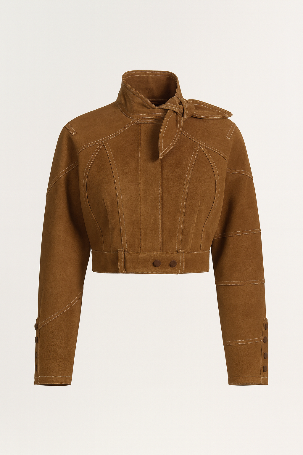 Cropped Jacket and High-Waist Elongated Trousers Set - Stylish and Modern Ensemble
