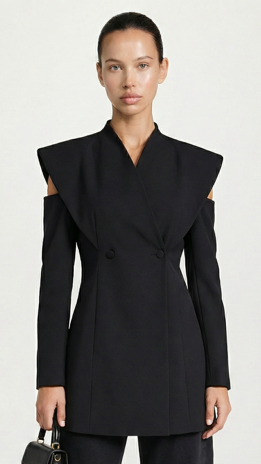 Avant-Garde Sculptural Cut-Out Blazer in Black