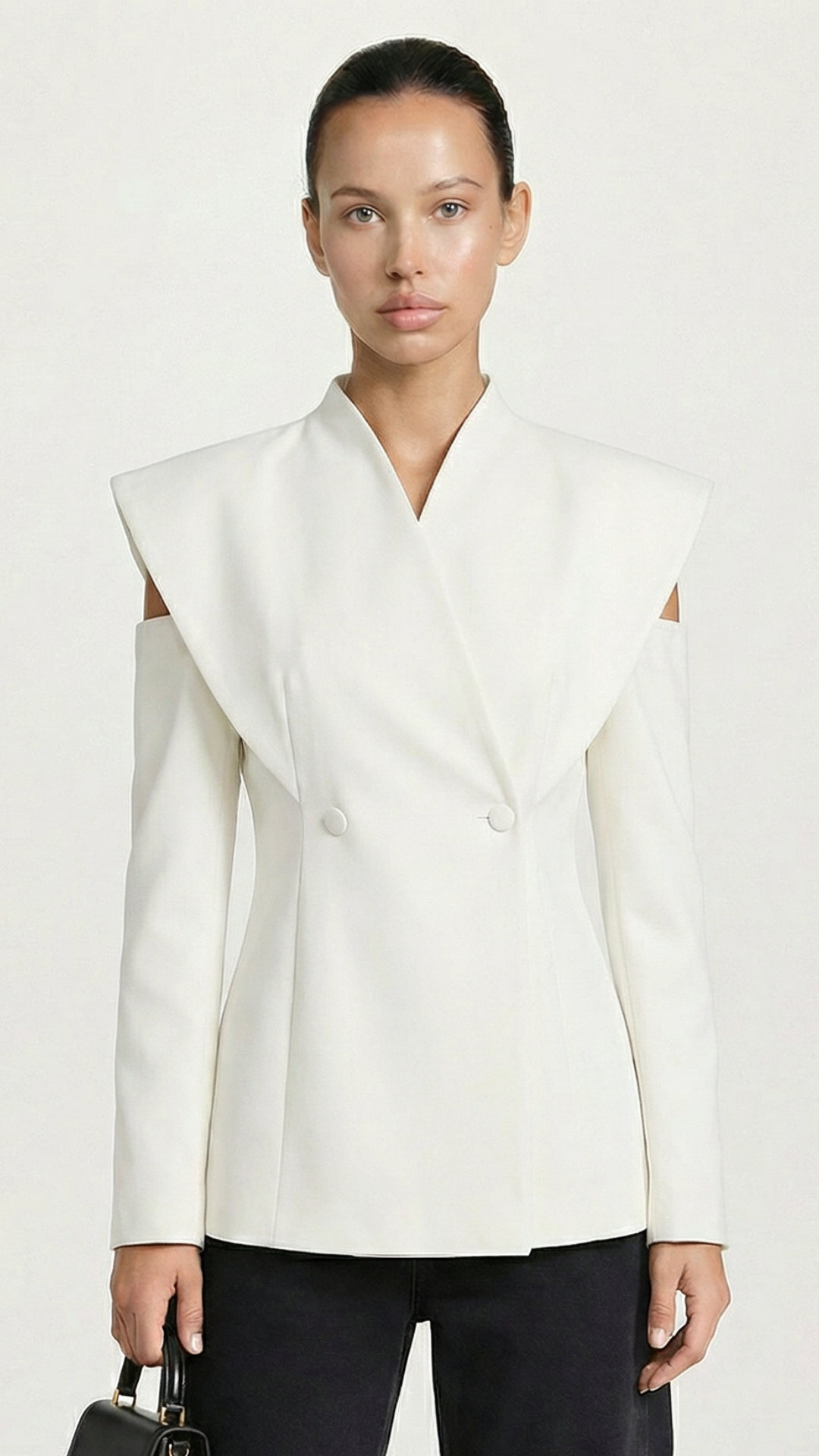 Avant-Garde Sculptural Cut-Out Blazer in White