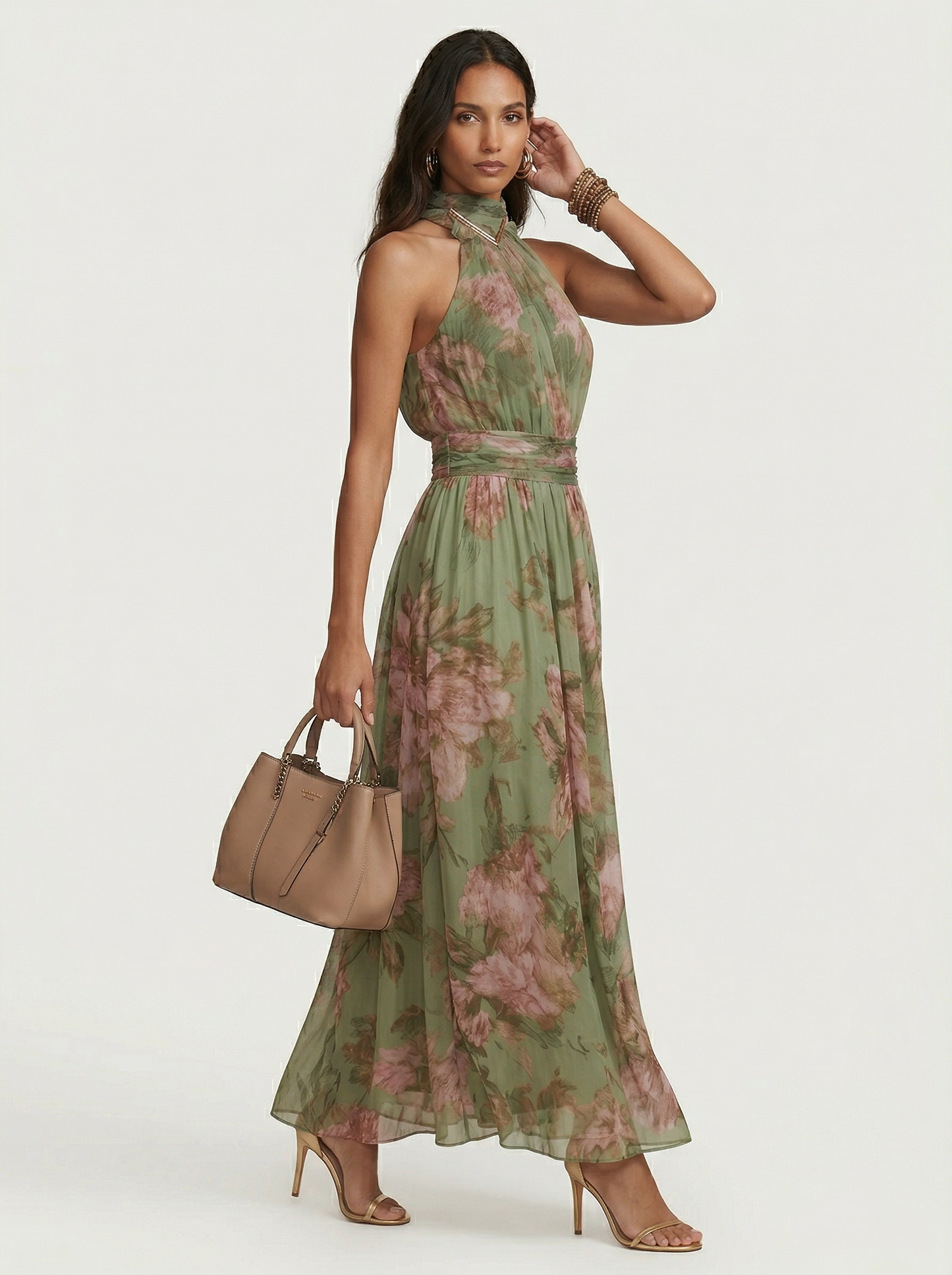 Botanical Print Elegance Maxi Dress