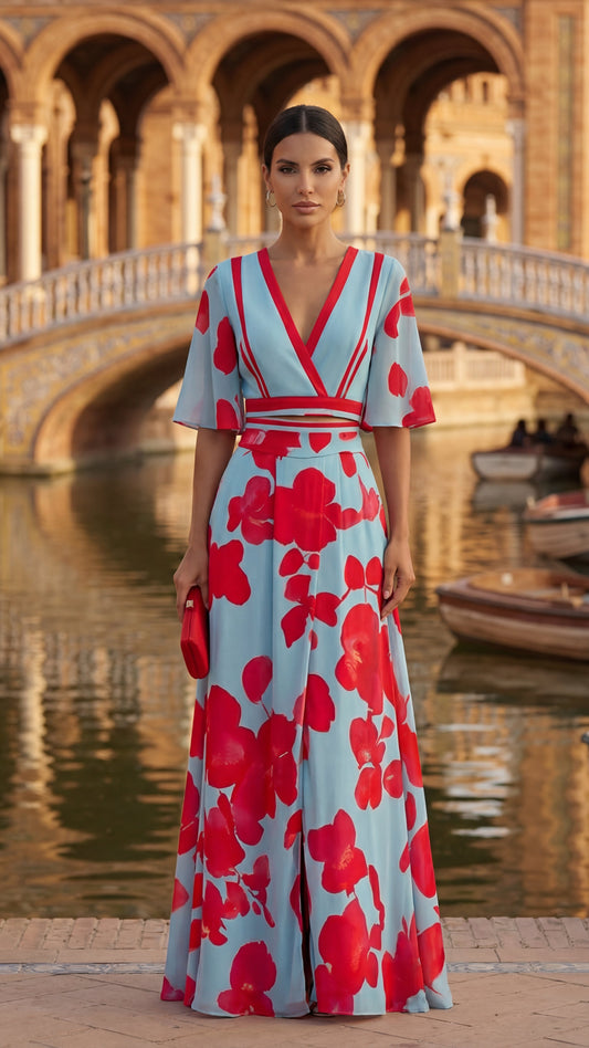 Floral V-Neck Spring Dress