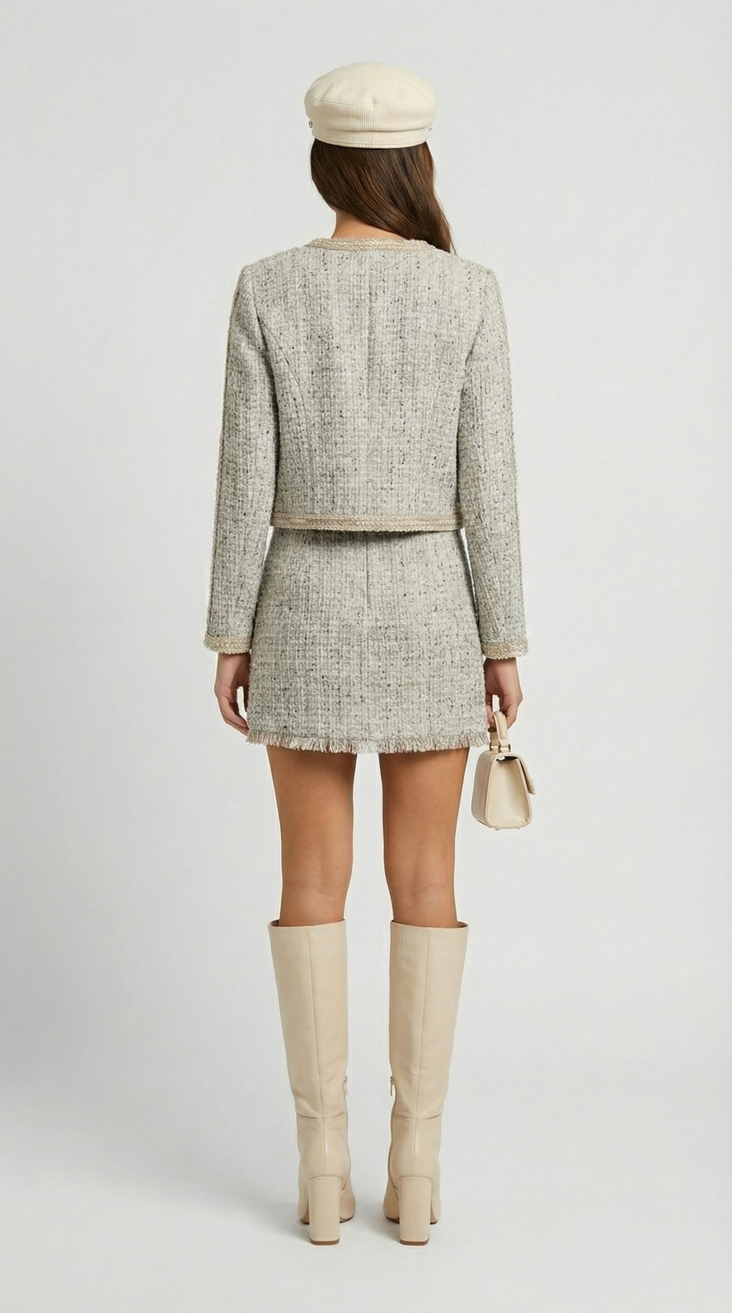 French-Inspired Tweed Skirt and Blazer Set