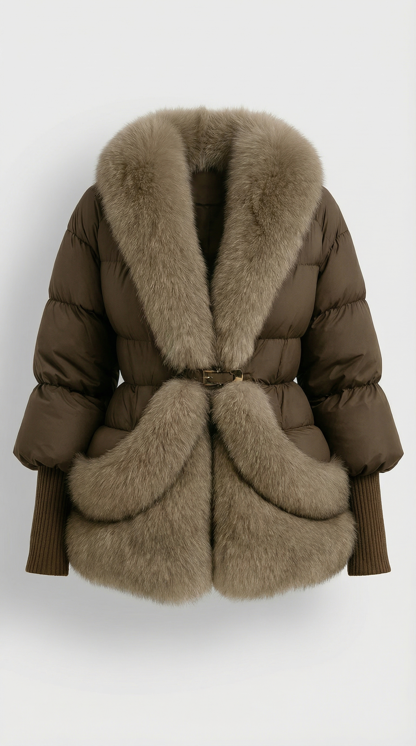 Premium Goose Down Puffer Jacket with Luxurious Natural Fox Fur Collar