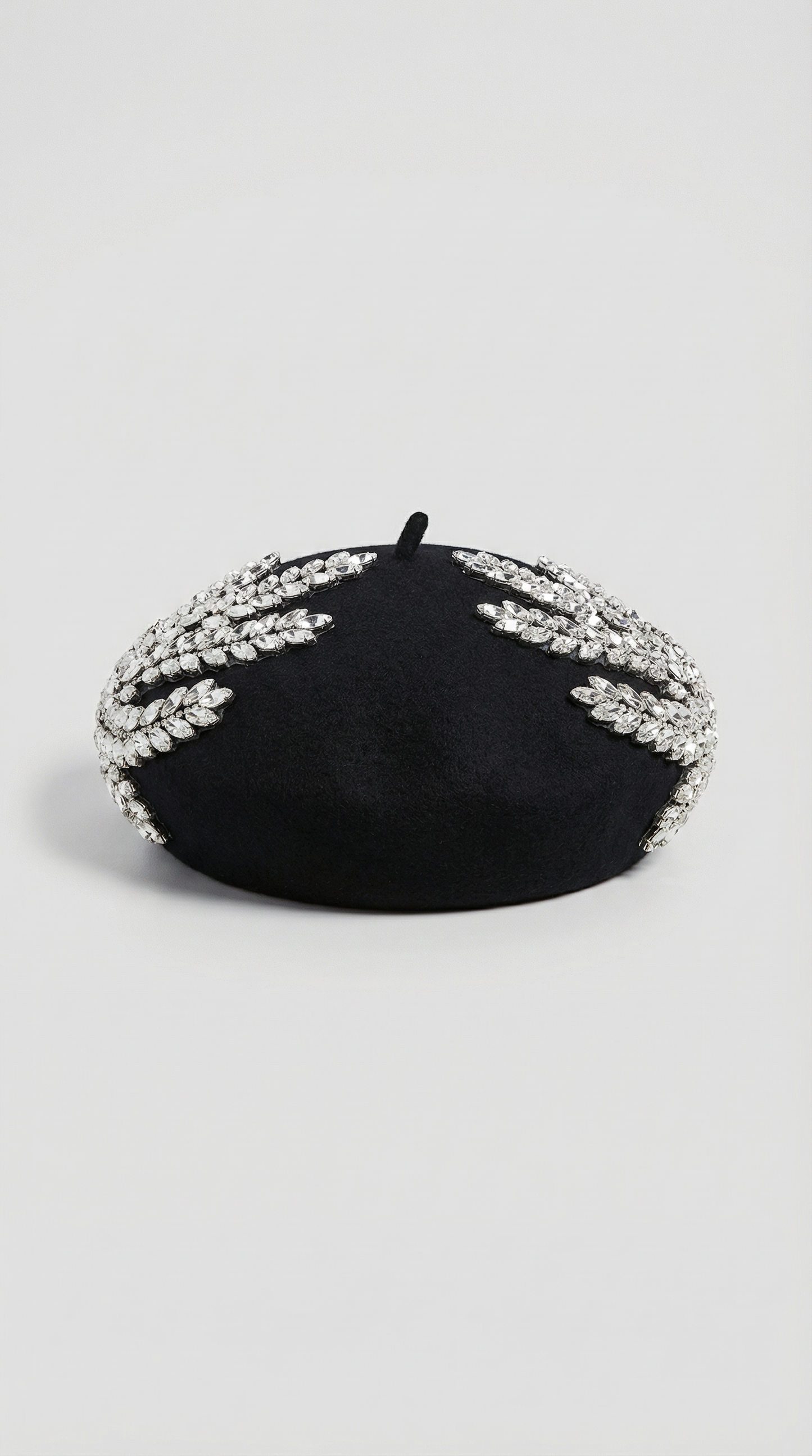 Woolen Beret with Stone-Studded Accents