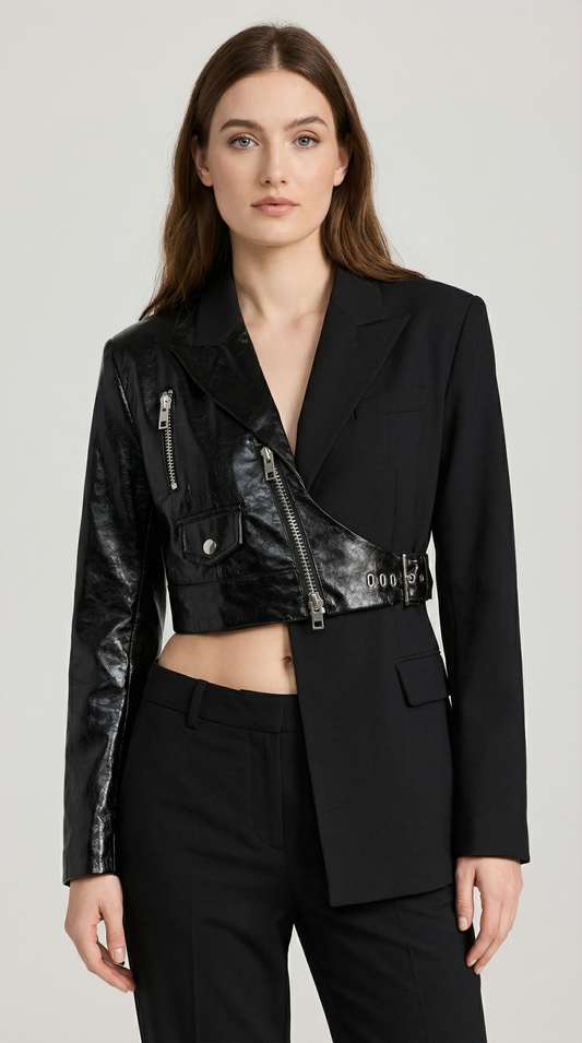 Long Sleeve Irregular Blazer with Belt - Stylish and Versatile Outerwear