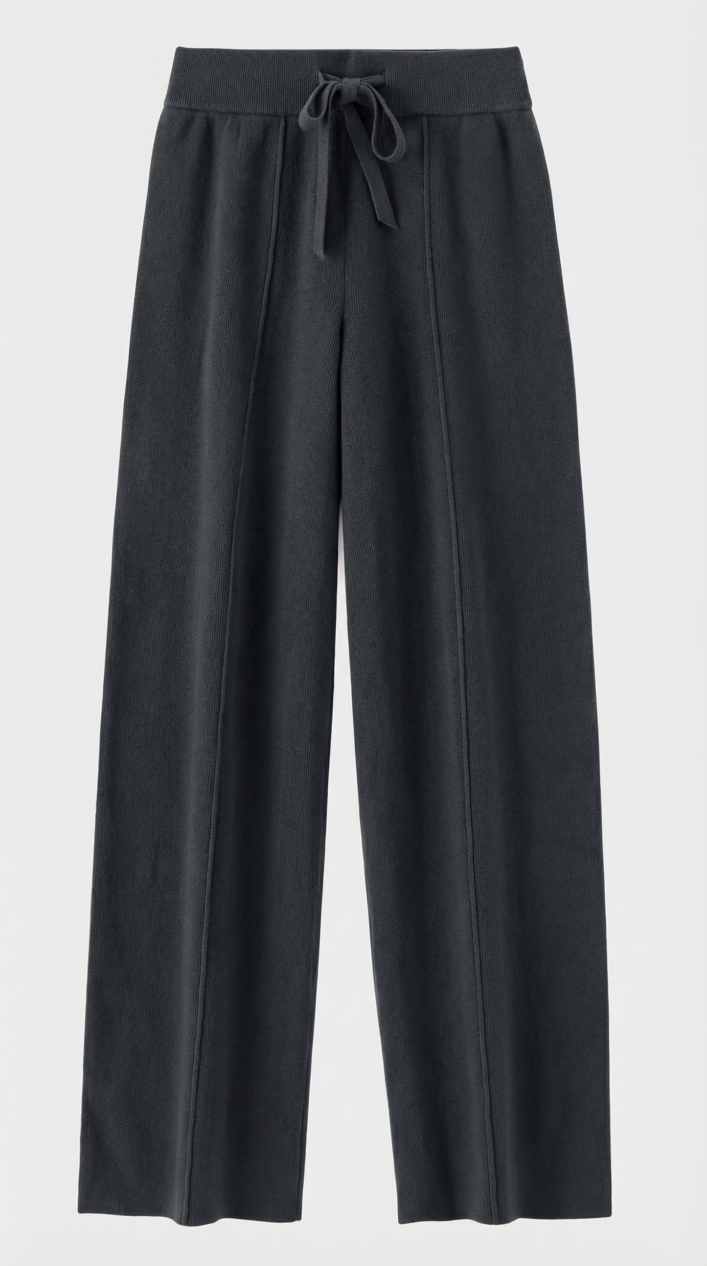 Merino Wool Wide Leg Pants in Black