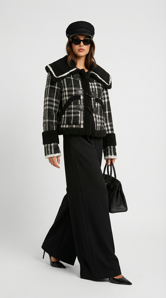 Tweed Jacket with Statement Collar