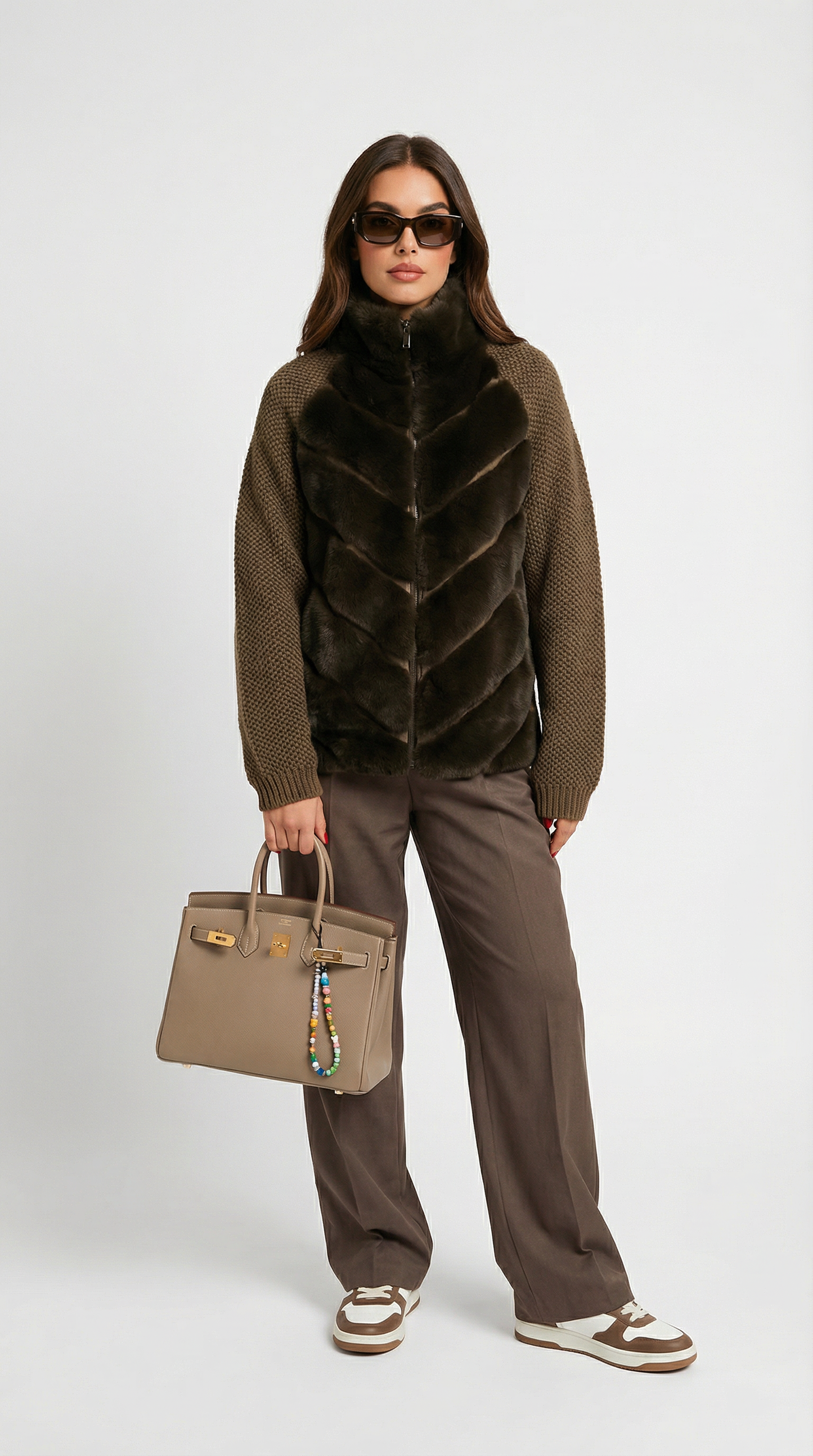 Vegan Fur Patchwork Jacket in Brumal Design