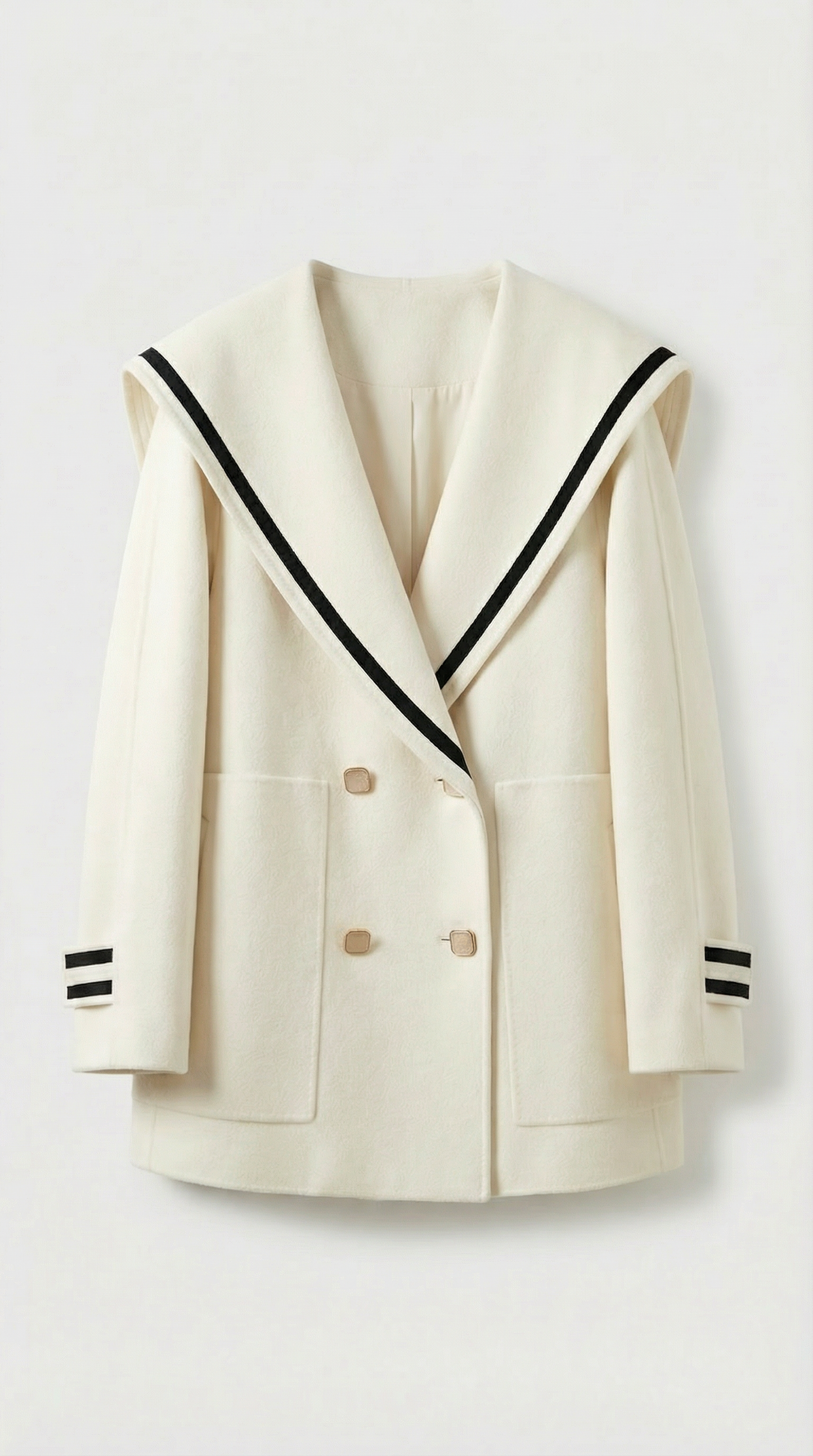 Loose-Fit Sailor Coat with Oversized Pocket