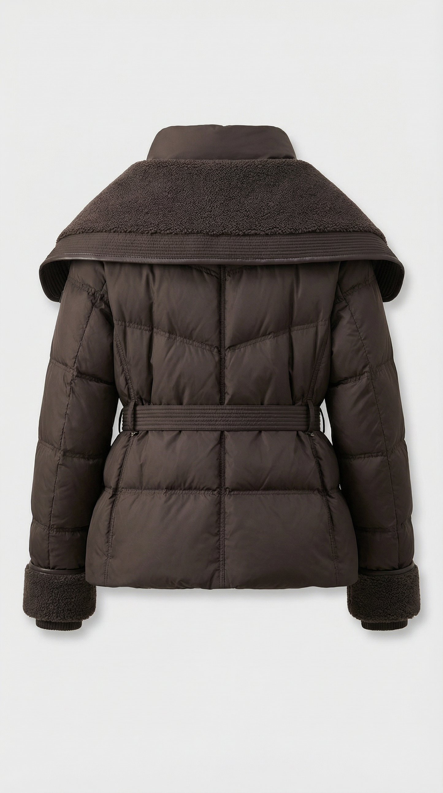 Chic Brown Down Jacket with Oversized Collar