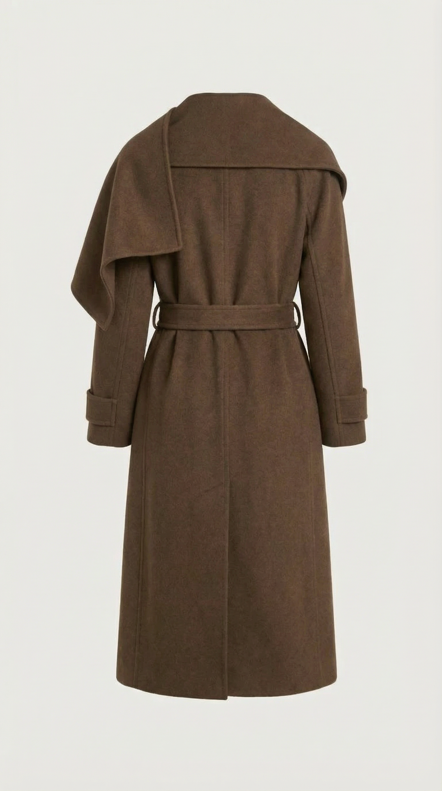 Natural Double-Sided Wool Jacket with Soft Brown Scarf