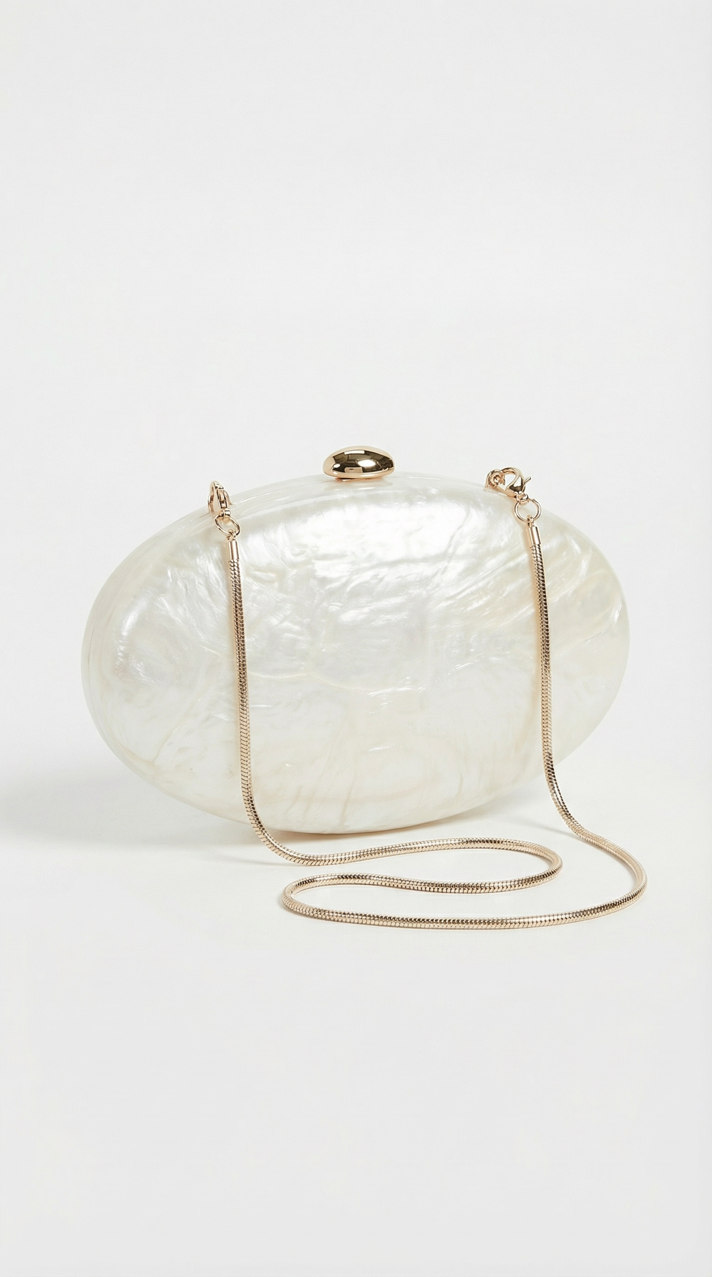 Oyster Clutch Bag with Elegant Golden Chain