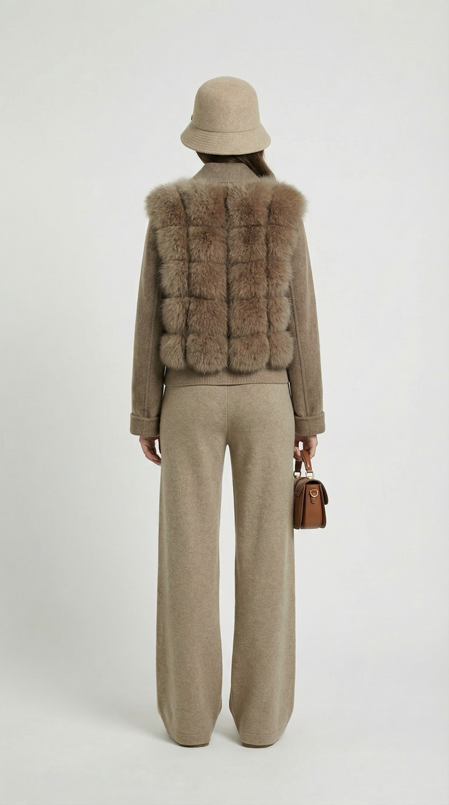 Luxury Natural Fox Fur and Wool Coat