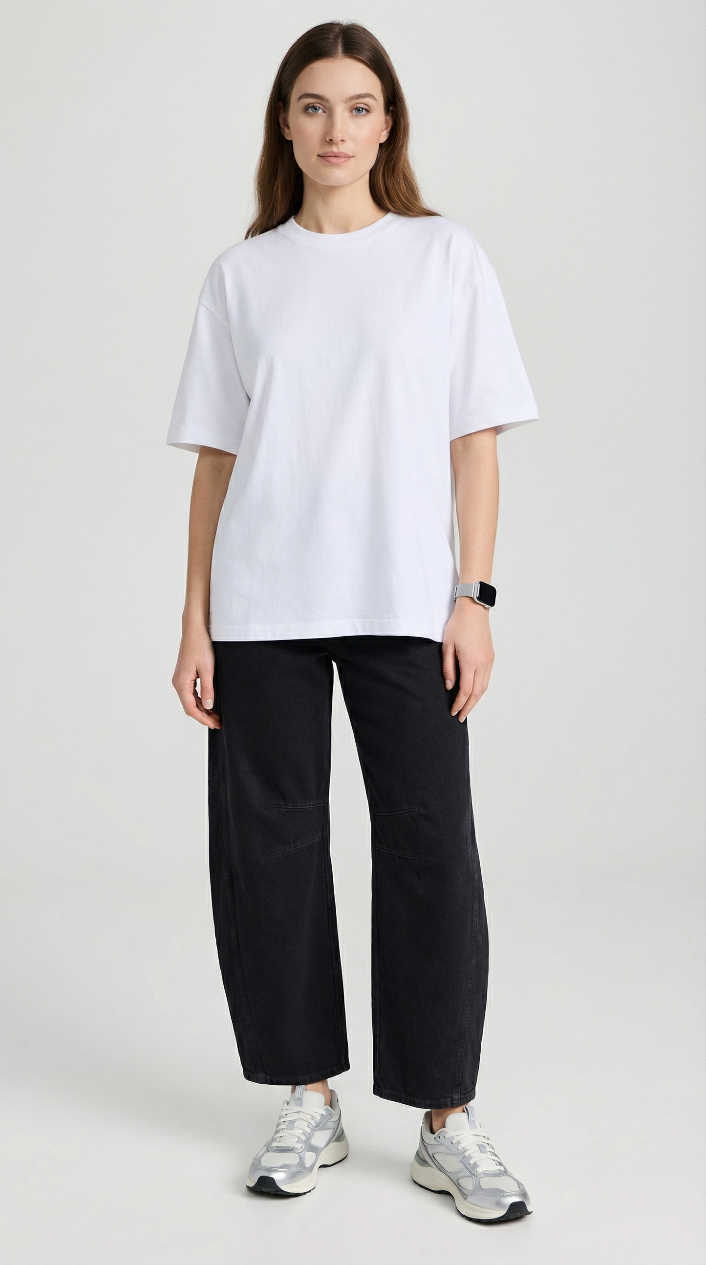 High Stretch Mid-Rise Black Barrel Jeans