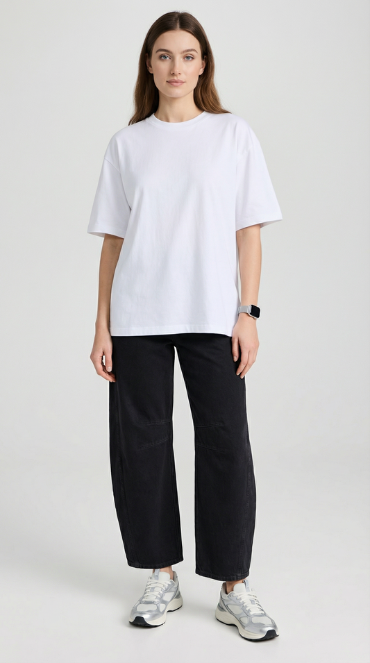 High Stretch Mid-Rise Black Barrel Jeans