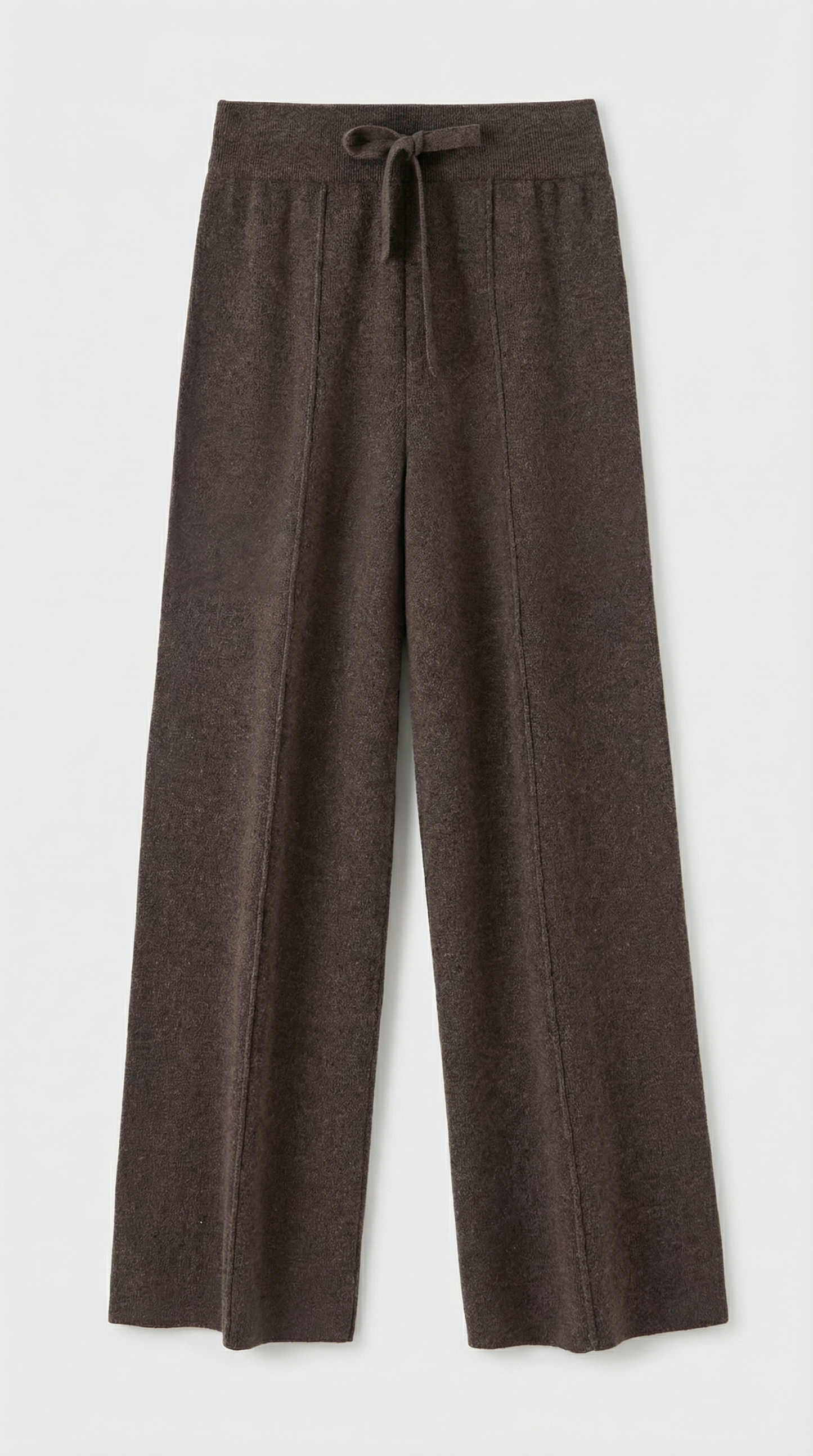 Merino Wool Wide Leg Pants in Brown