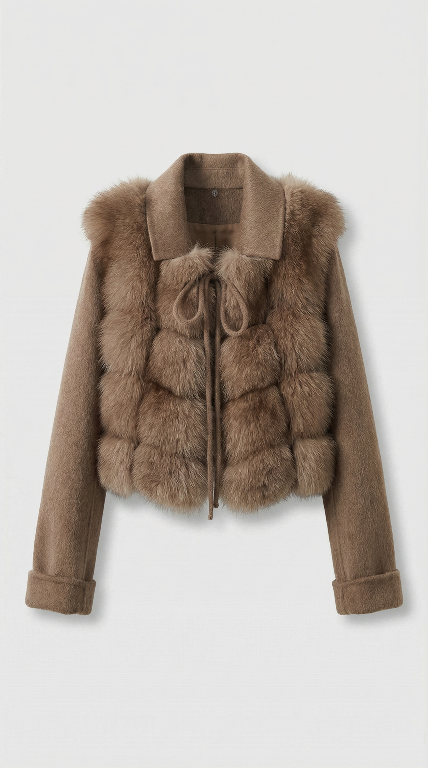 Luxury Natural Fox Fur and Wool Coat