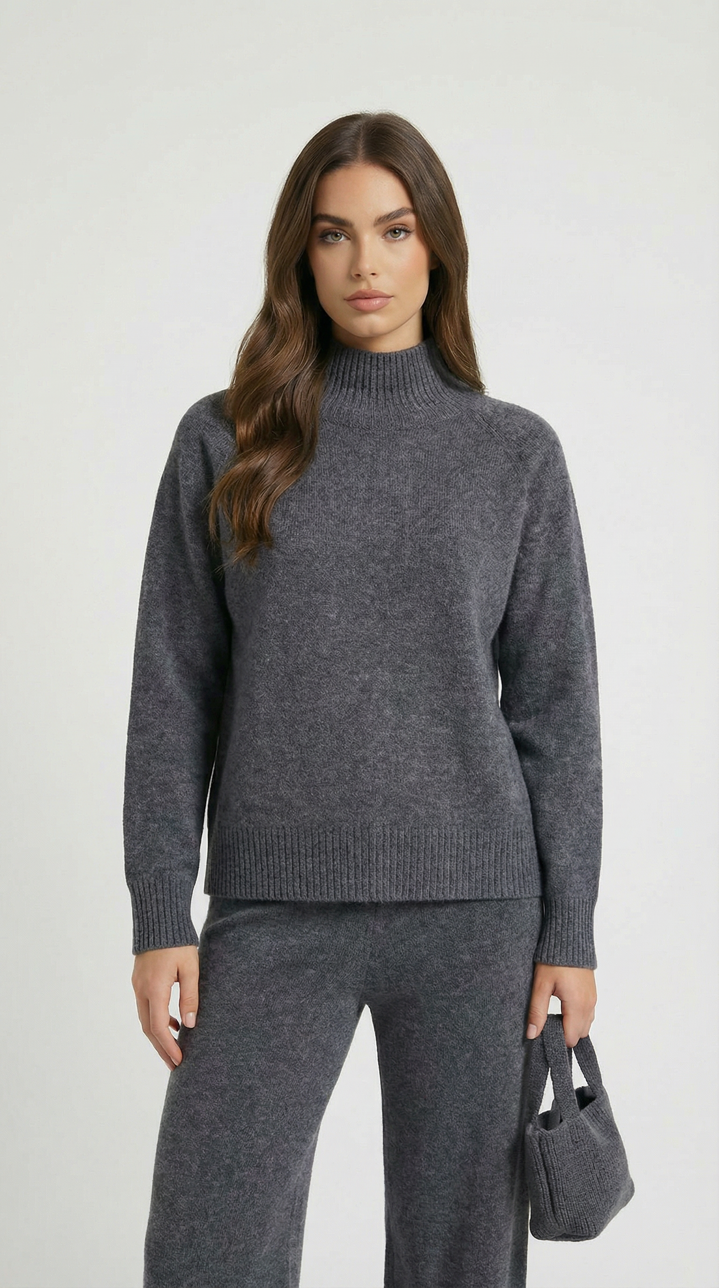 Wool Grey Sweater and Wide Pants Set