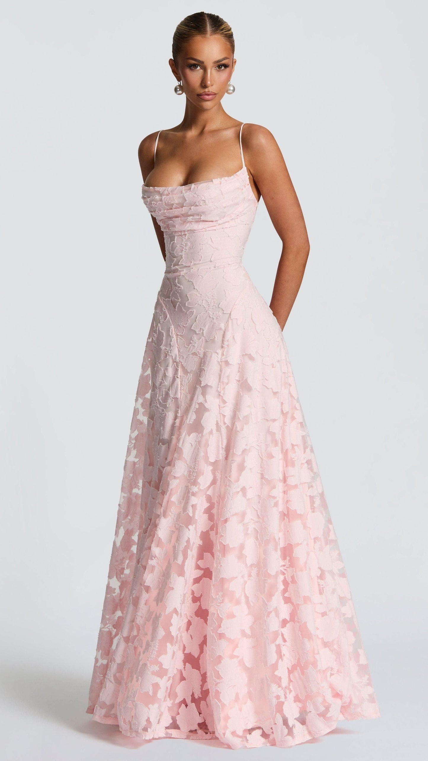 Elegant Long Dress in Flowing Fabric