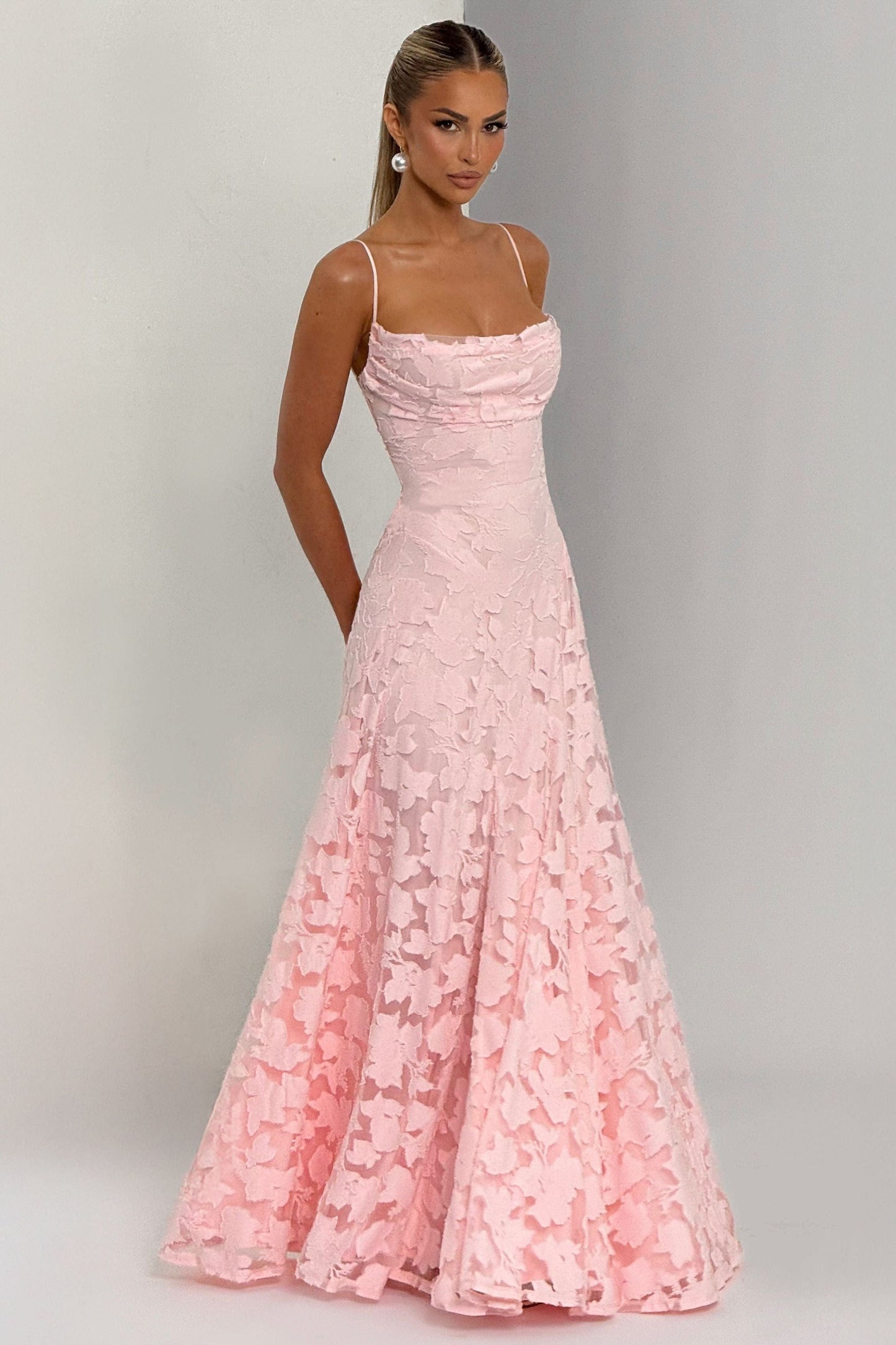 Elegant Long Dress in Flowing Fabric