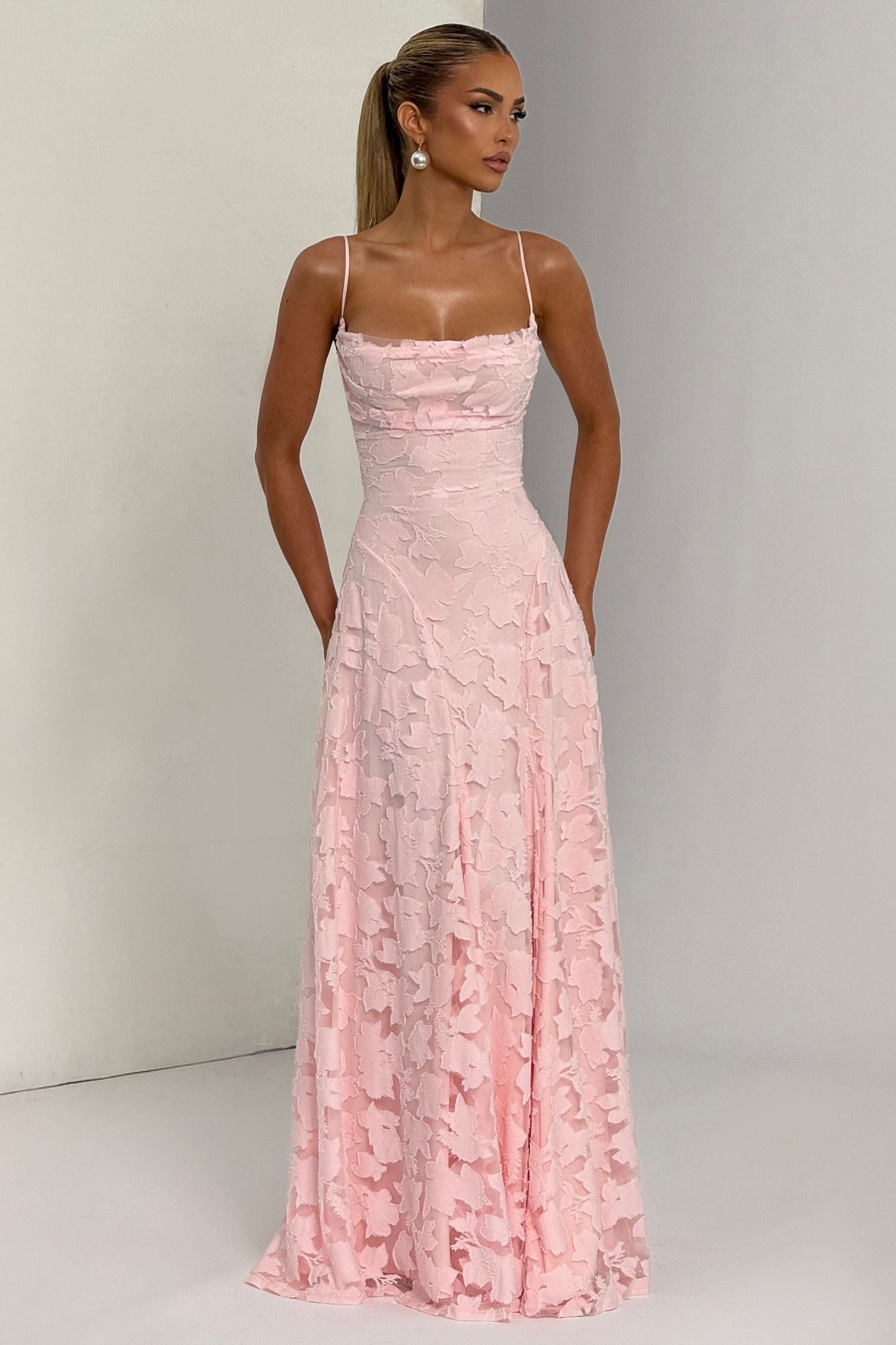Elegant Long Dress in Flowing Fabric