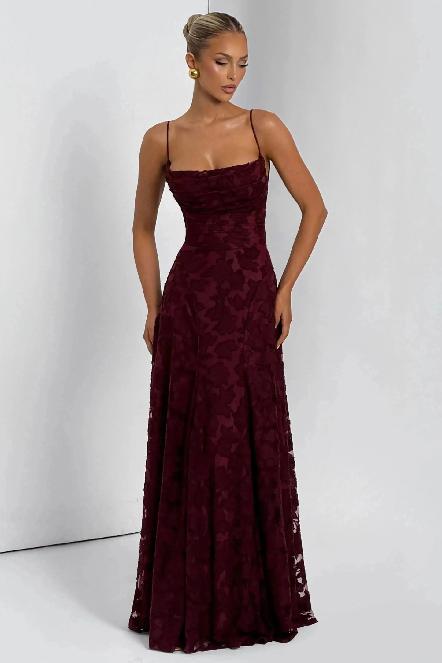Elegant Long Dress in Flowing Fabric