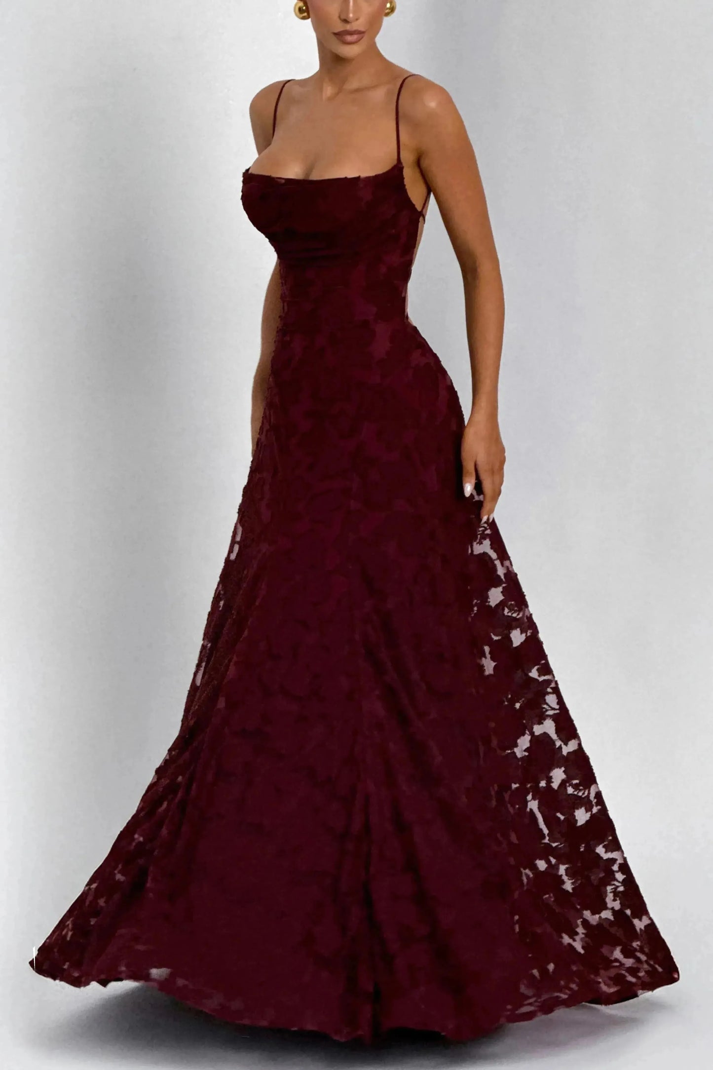 Elegant Long Dress in Flowing Fabric