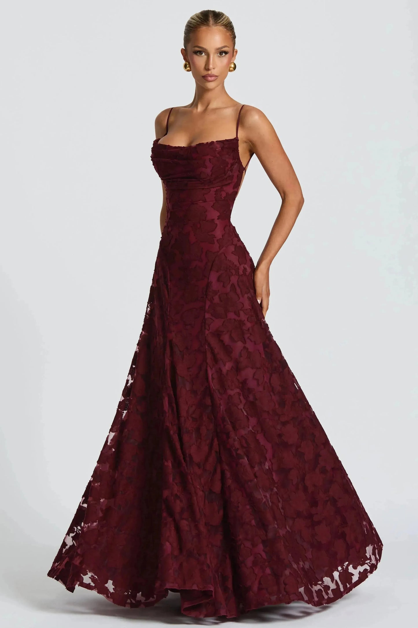 Elegant Long Dress in Flowing Fabric