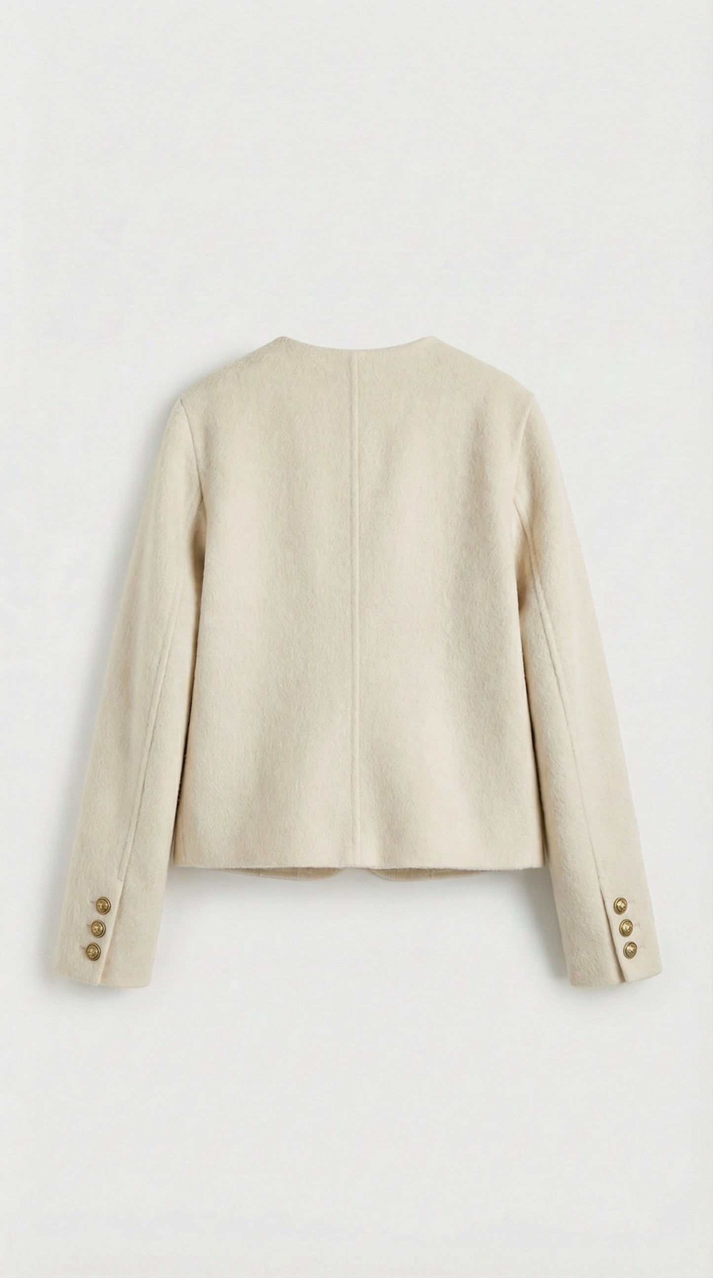 Wool & Cashmere Blend Boxy Cropped Jacket in Beige