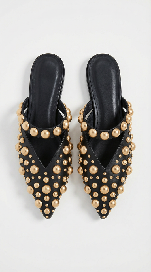 Elegant Black & Gold Pointed Flats