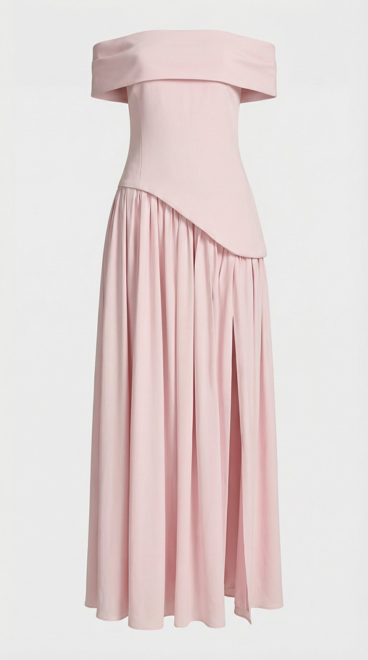 Strapless Pink Dress with Dramatic High Slit