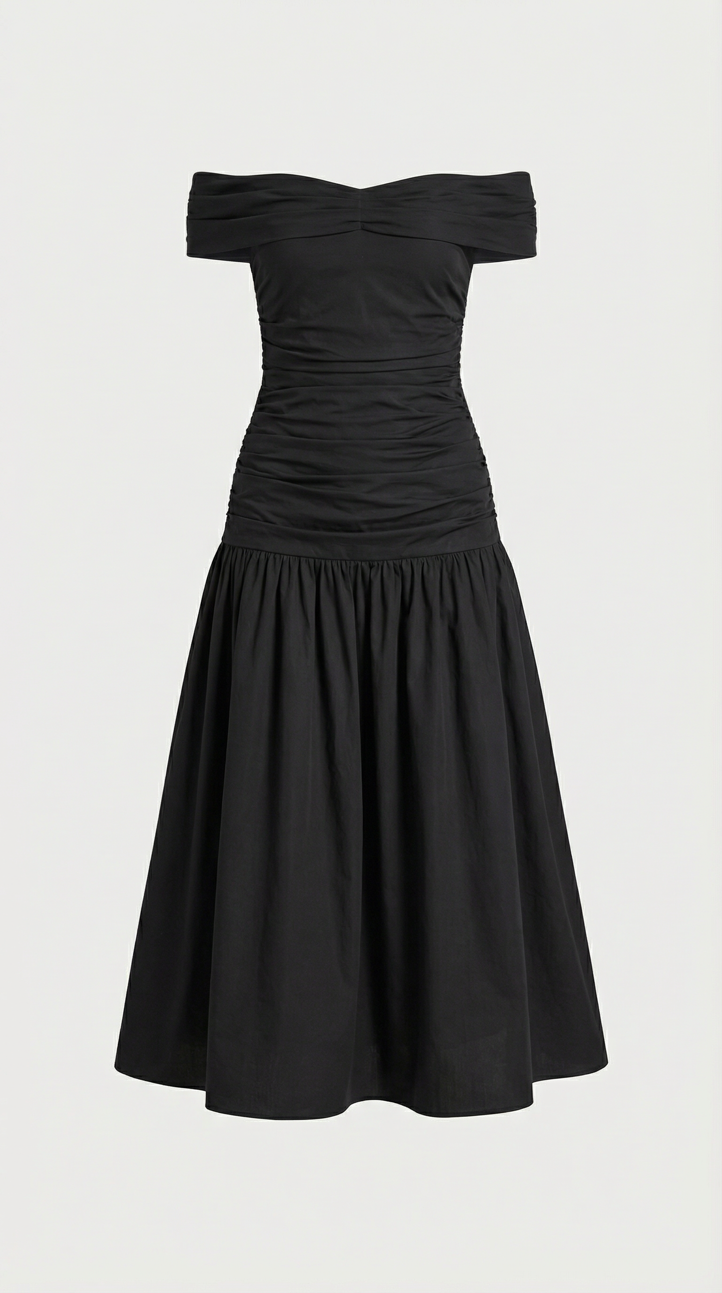 Contrasting Voluminous A-line Dress with Architectural Fold-Over Neckline