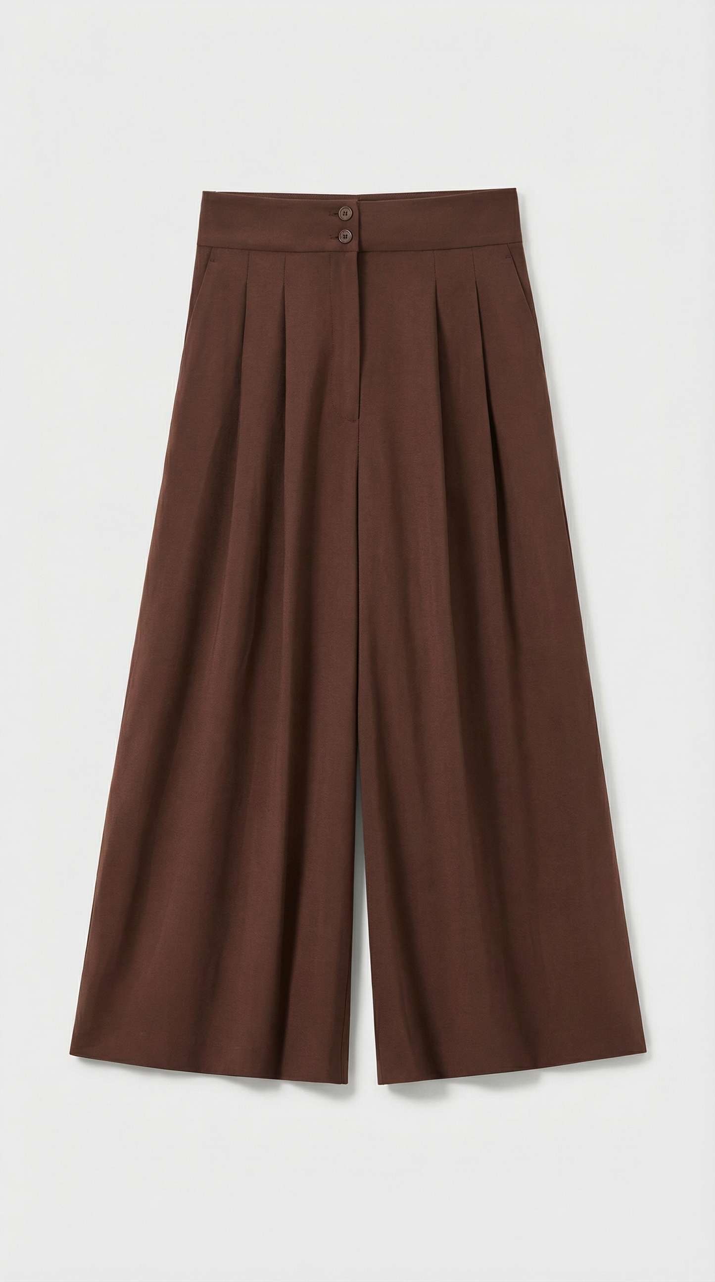 Brown Wide-Leg Tailored Trousers