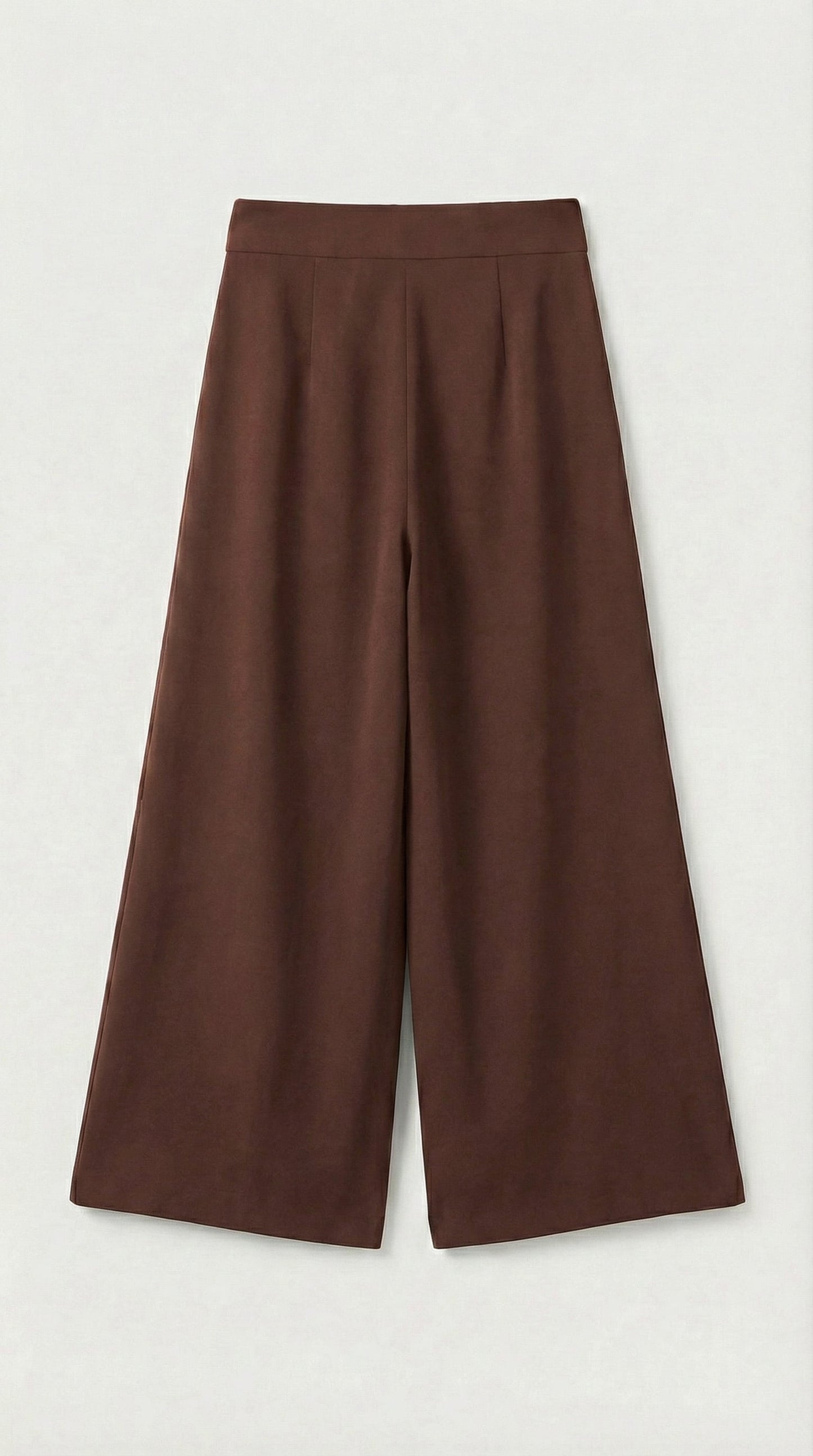 Brown Wide-Leg Tailored Trousers