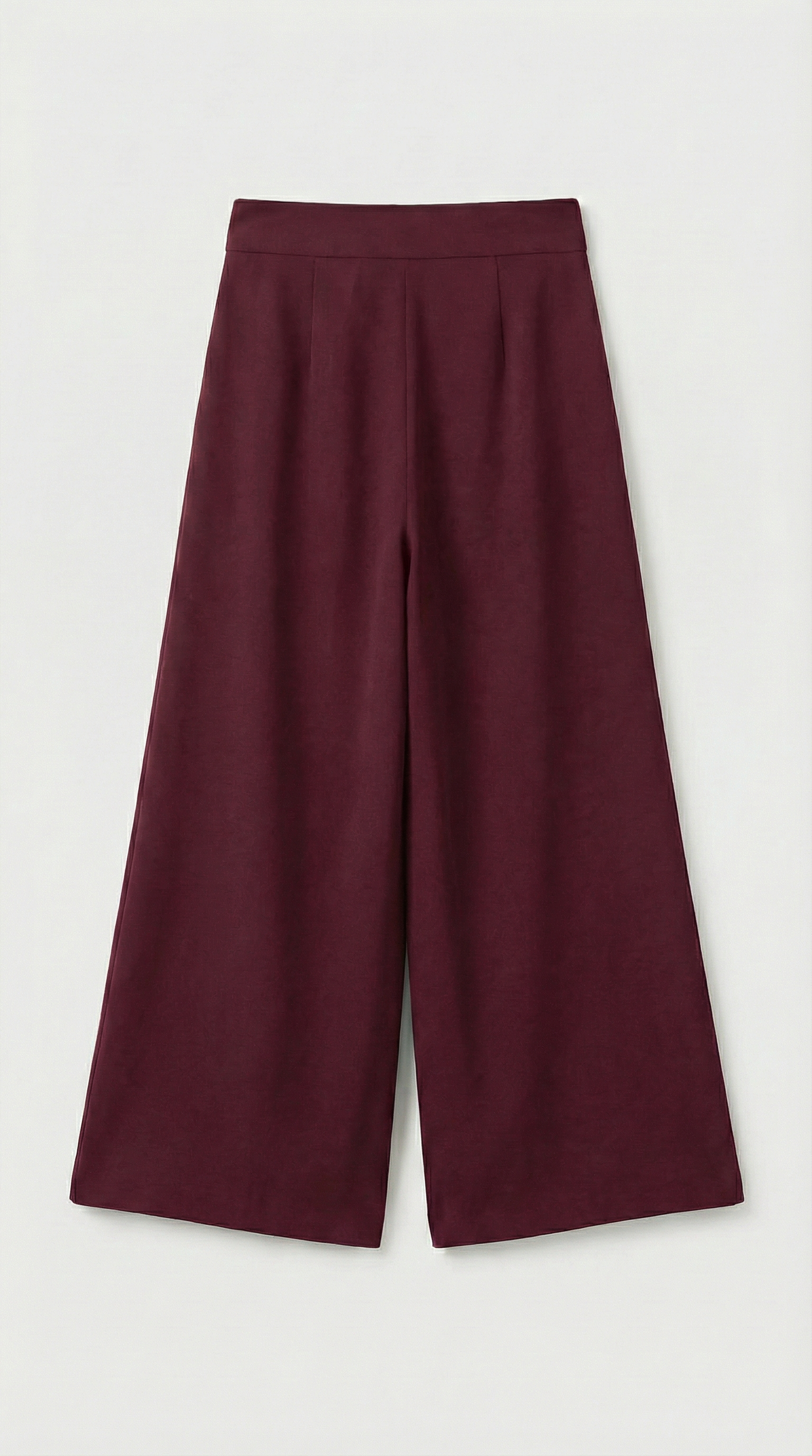 Burgundy Wide-Leg Tailored Trousers