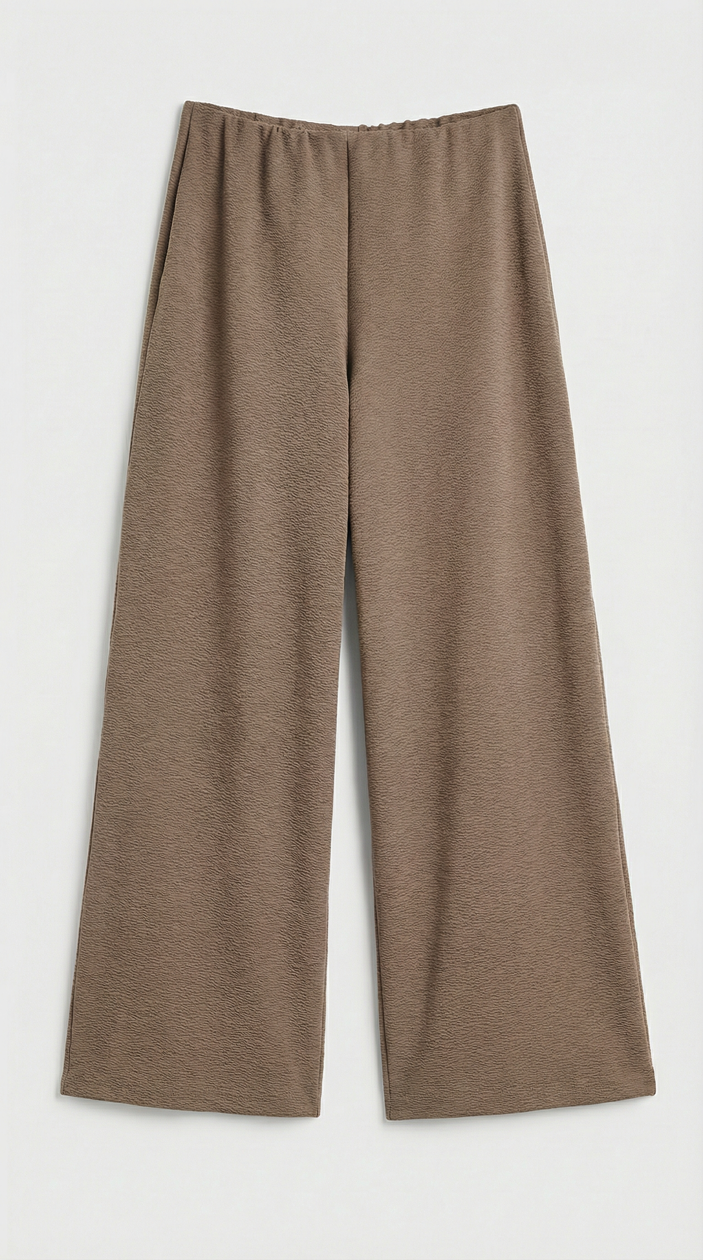 High-Waisted Fluid Wide-Leg Trousers in Light Brown