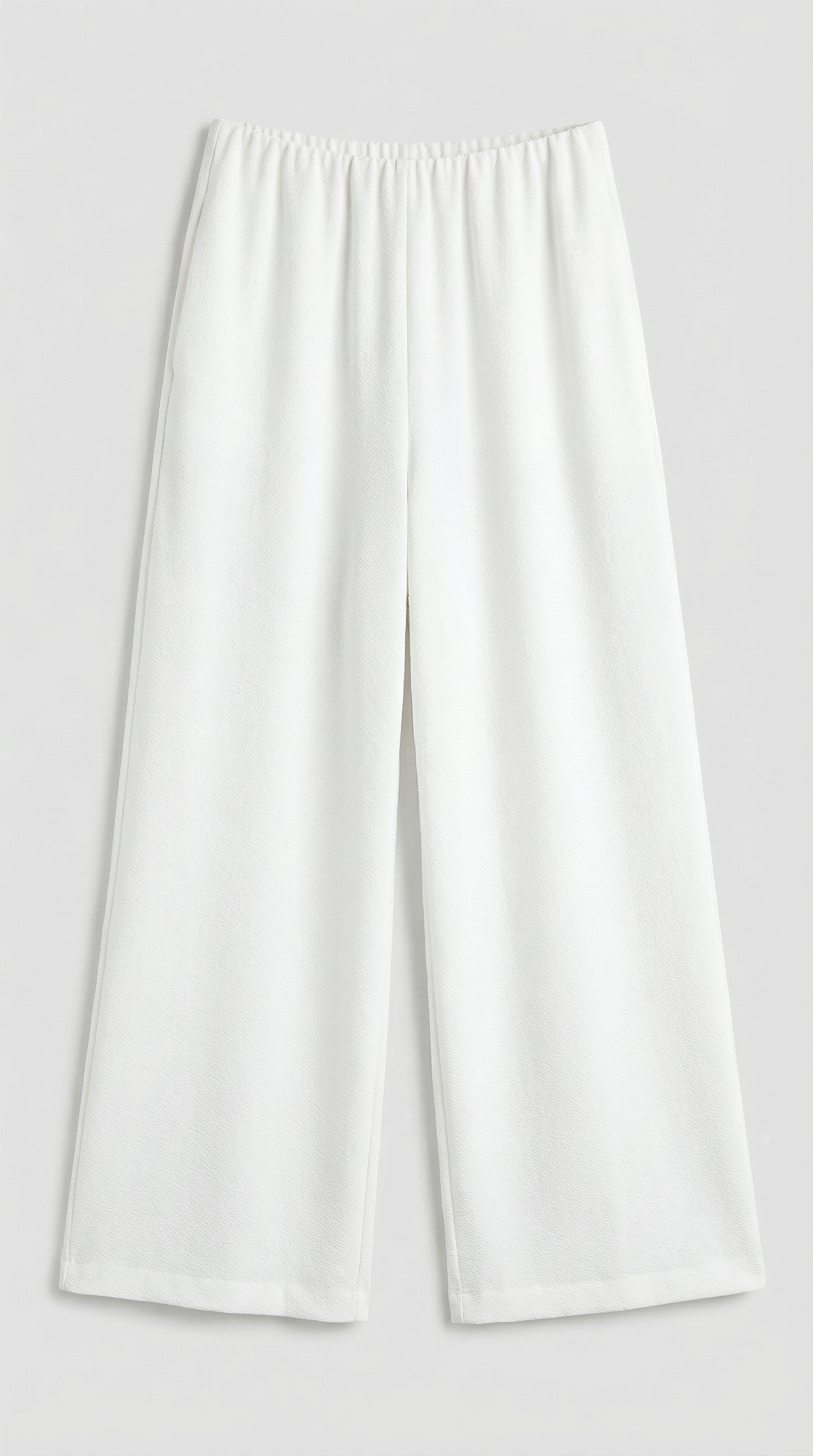 High-Waisted Fluid Wide-Leg Trousers in White