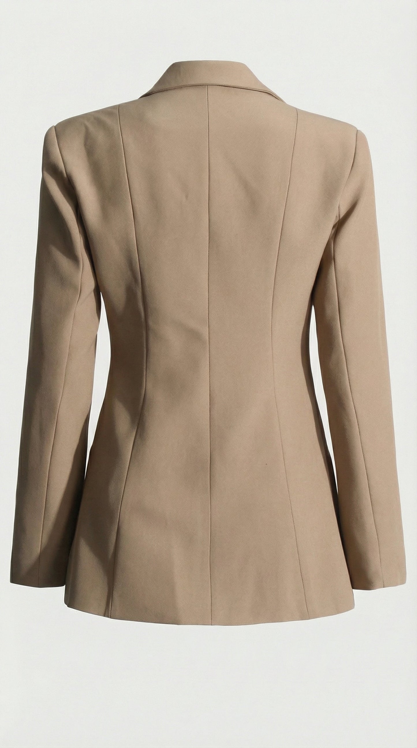 Beige Architectural Cut-Out Lace-Up Blazer Top