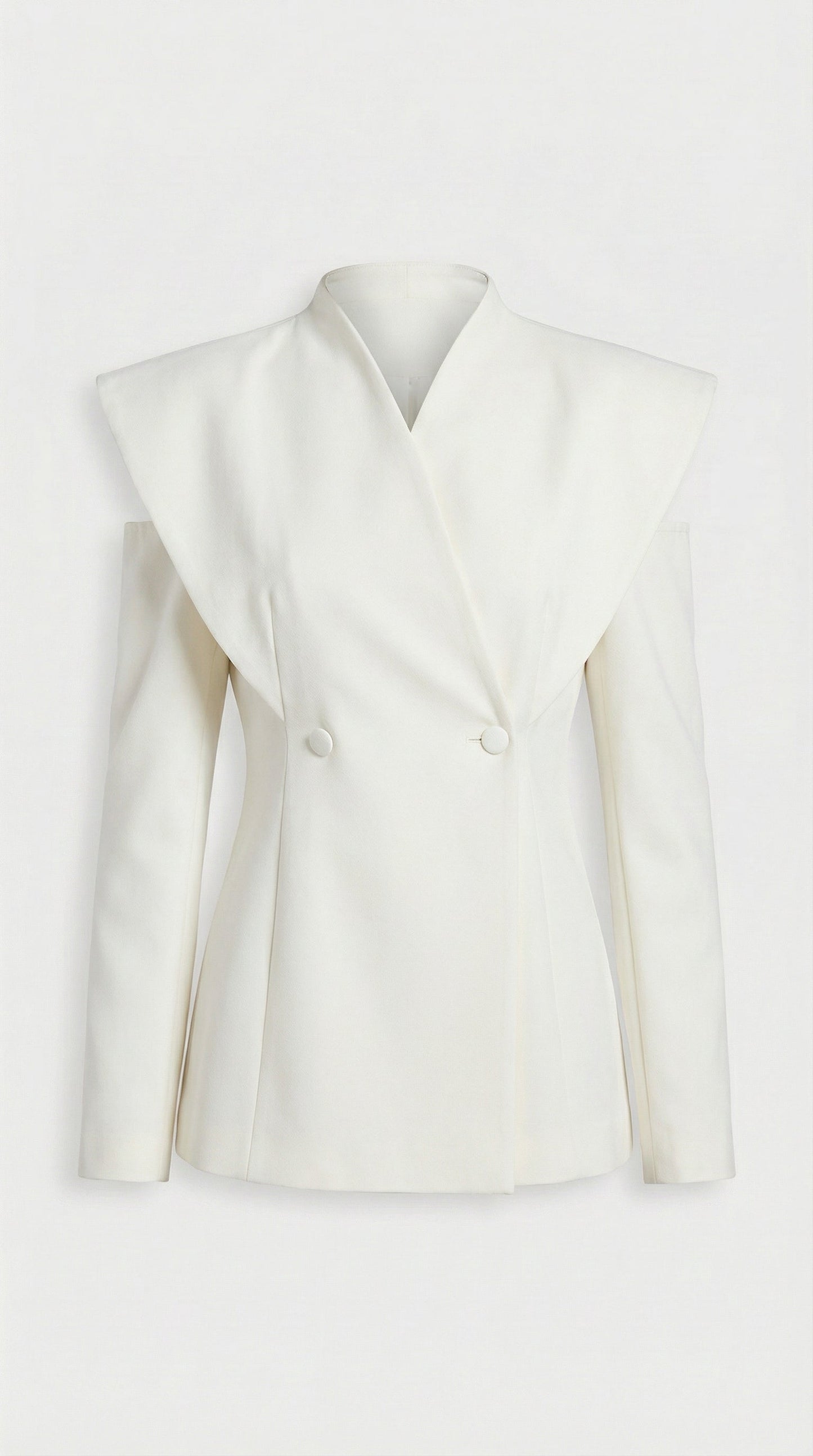 Avant-Garde Sculptural Cut-Out Blazer in White