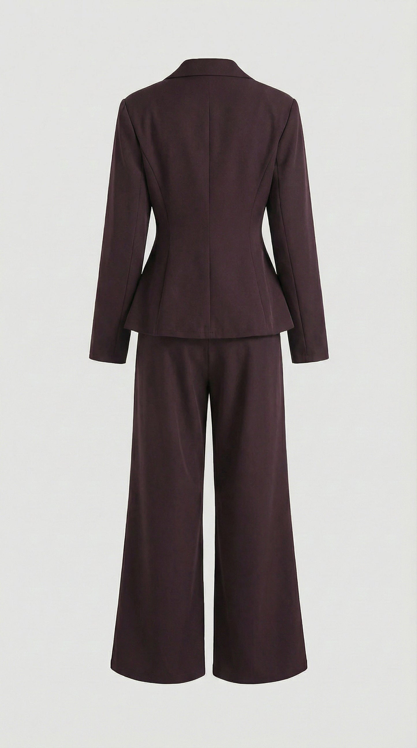 Sculptural V-Neck Blazer and Wide-Leg Trouser Set