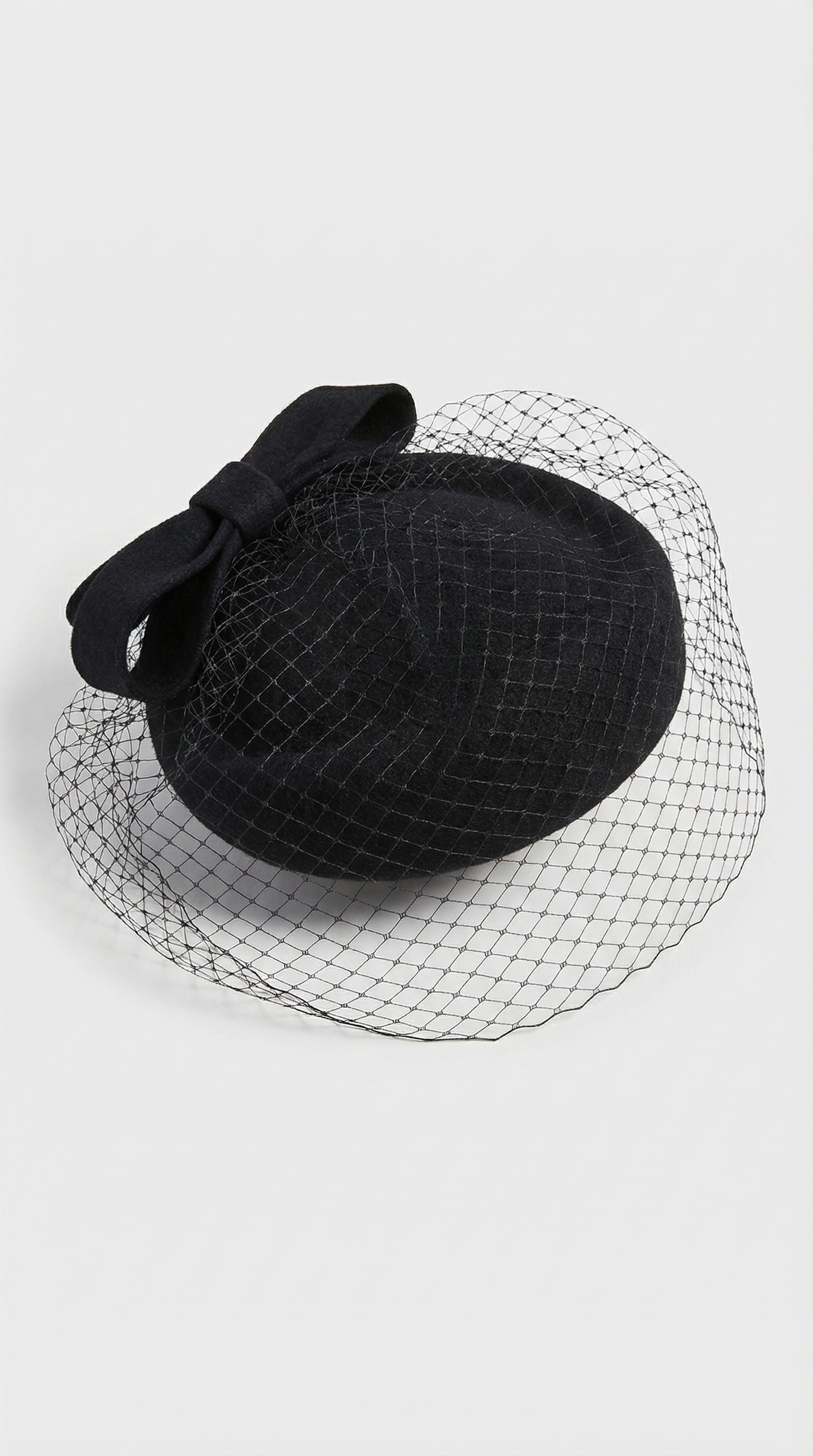 British Retro Wool Beret with Bow Veil