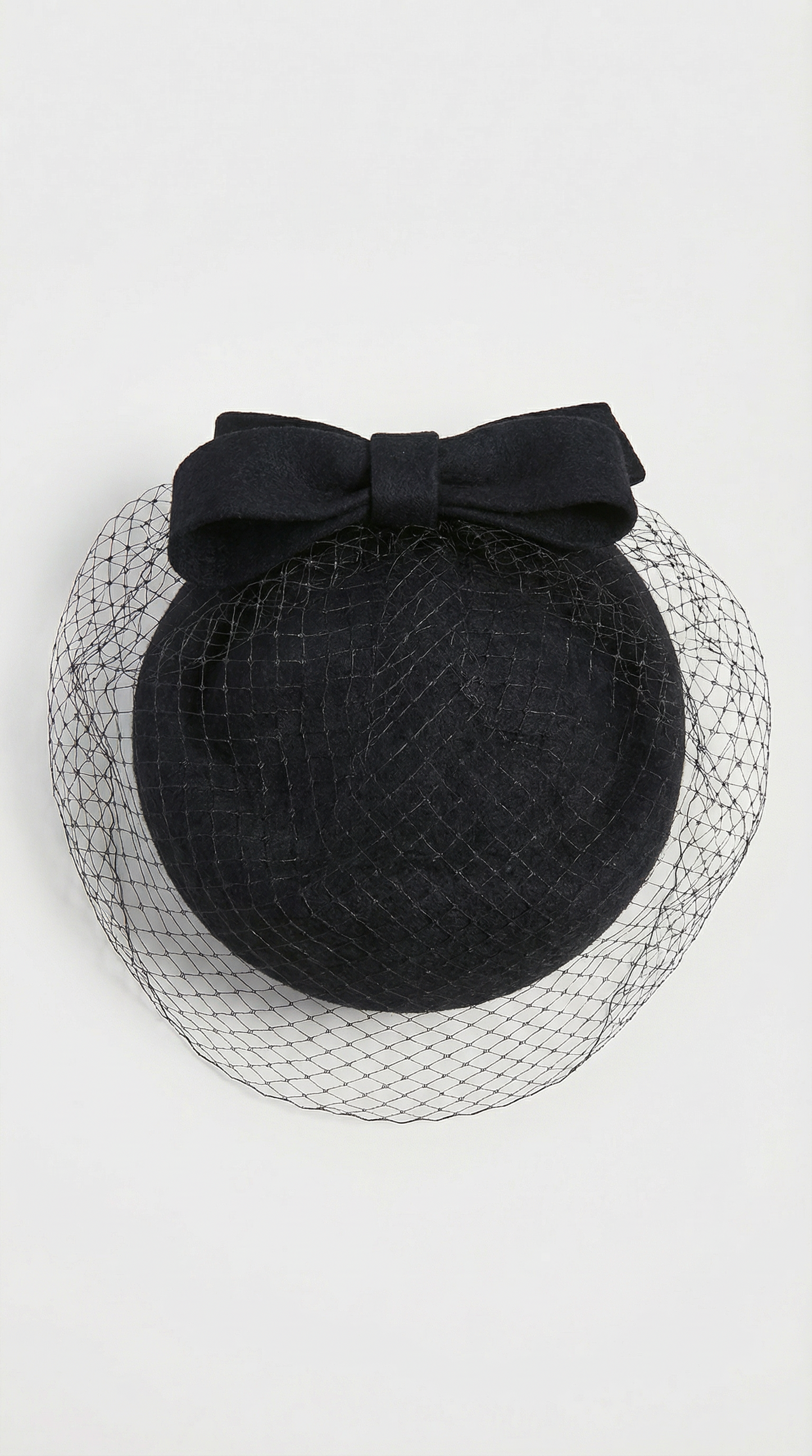 British Retro Wool Beret with Bow Veil