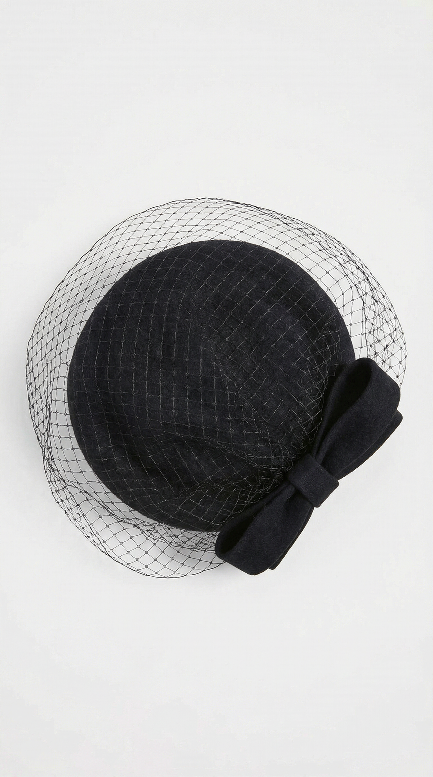 British Retro Wool Beret with Bow Veil