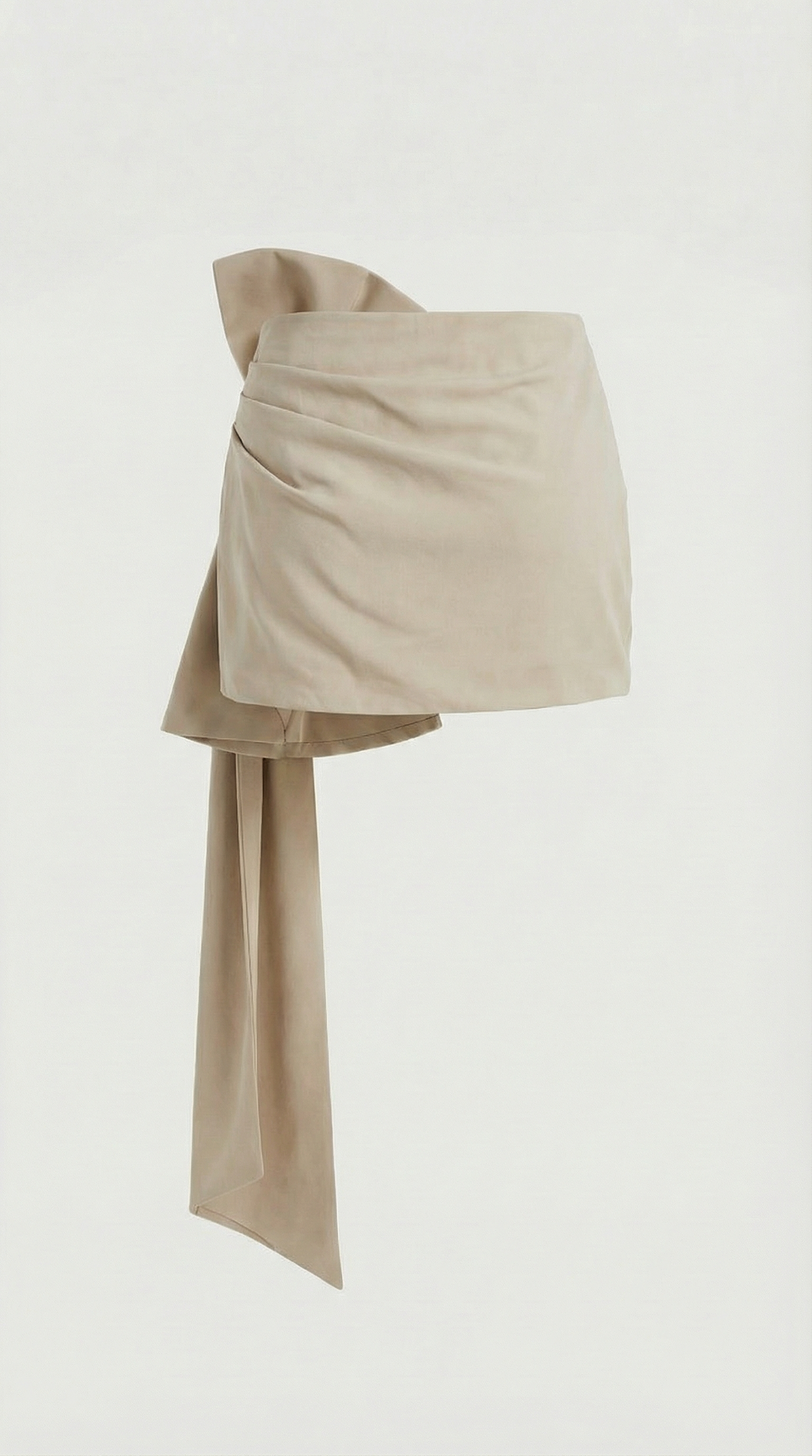 Beige Pleated Bow Skirt - Elegant French Design